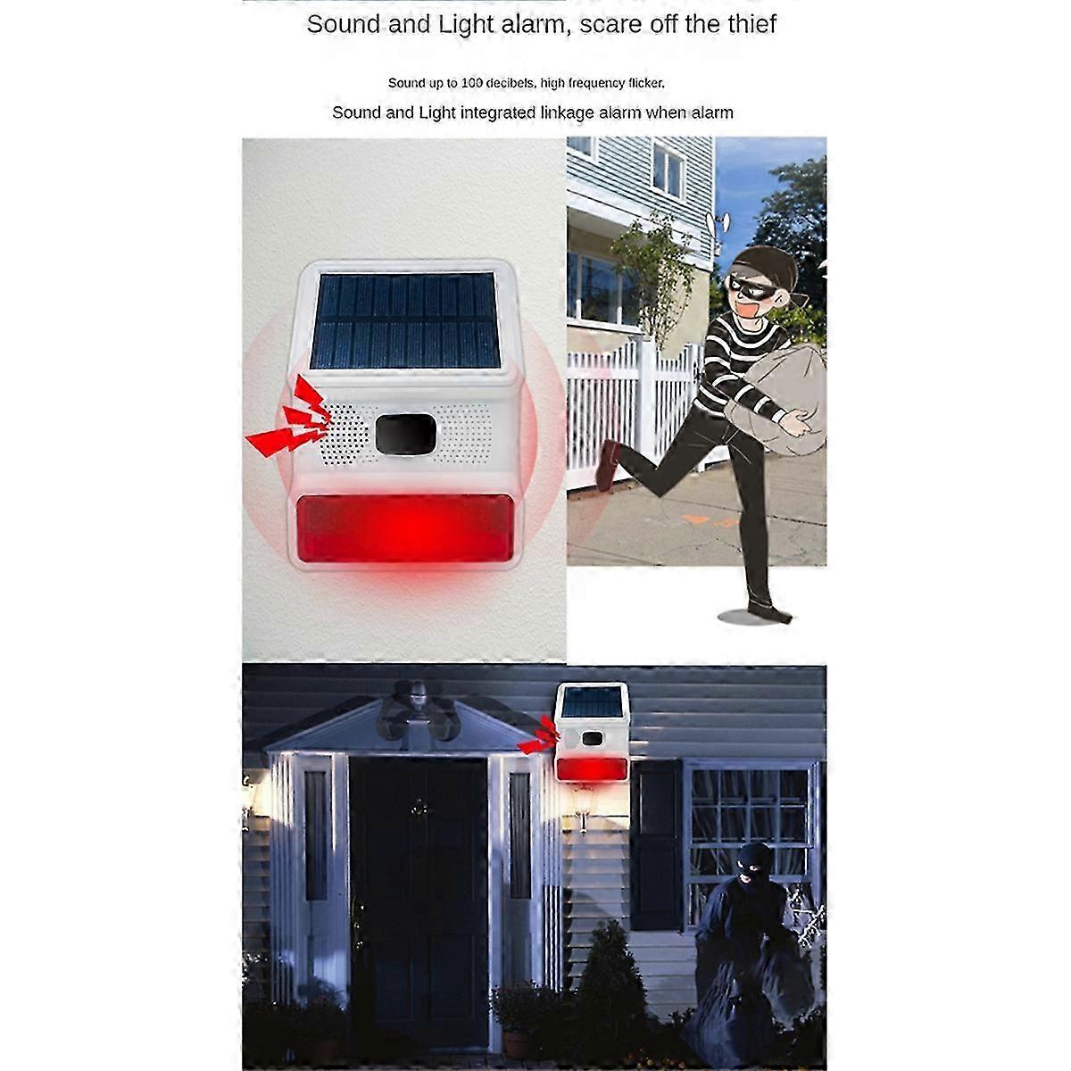Wireless Solar Strobe Alarm Light Sound Flash Outdoor Alarm Siren