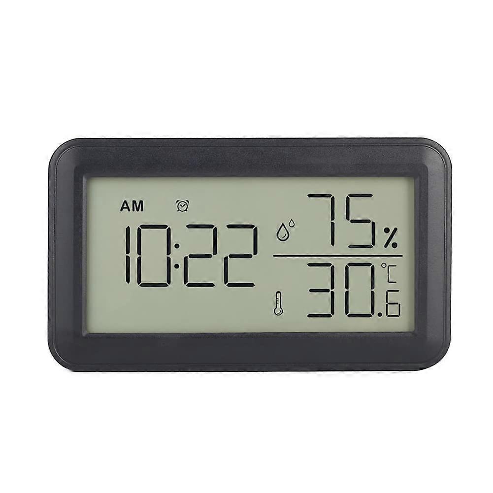 Thermometer Hygrometer Indoor With Alarm Clock LCD Digital Display Temperature Humidity Monitor For Wine Cellar Black