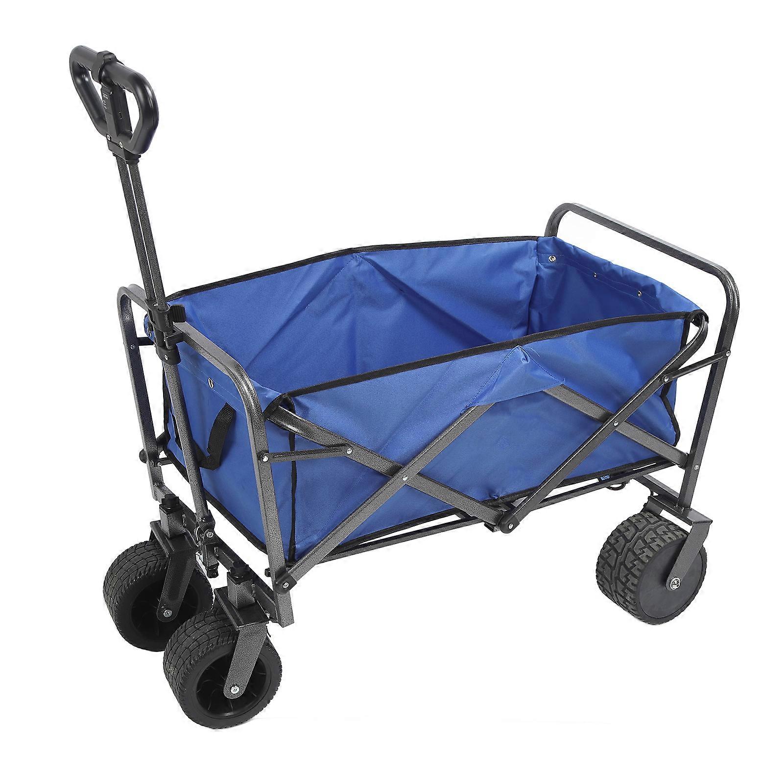 Heavy Duty Folding Wagon Cart 100kg Load Dark Blue with Motor