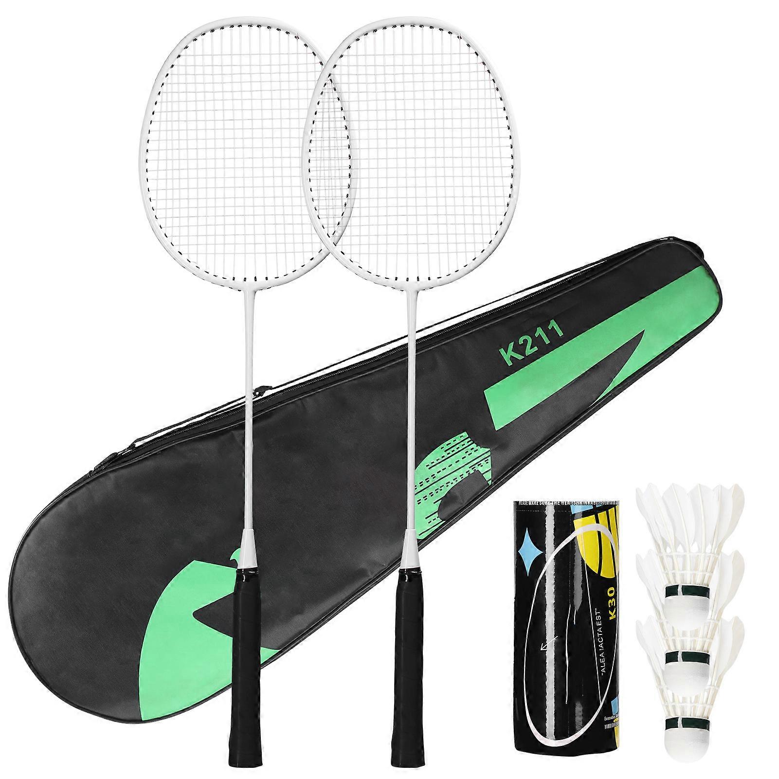 Lightweight Iron Alloy Badminton Racket Set with 3 Shuttlecocks, 670mm