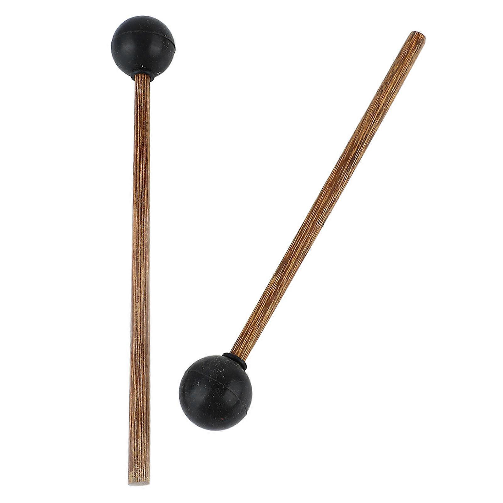 1 Pair Drum Mallet Rubber Head Wood Handle 8in Instrument Accessory Set Kit for Playing 