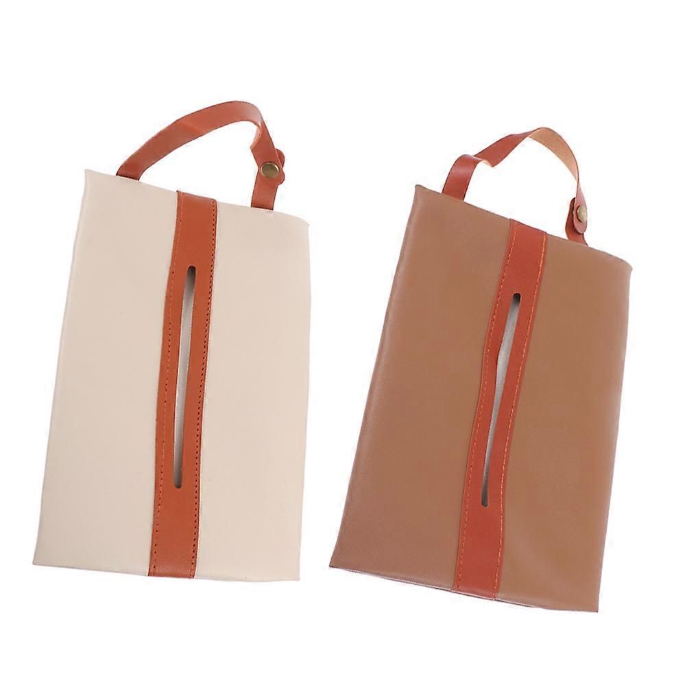 Portable Tissue Holder PU Material Simple Style Car Accessories Tissue Holder 2Pcs