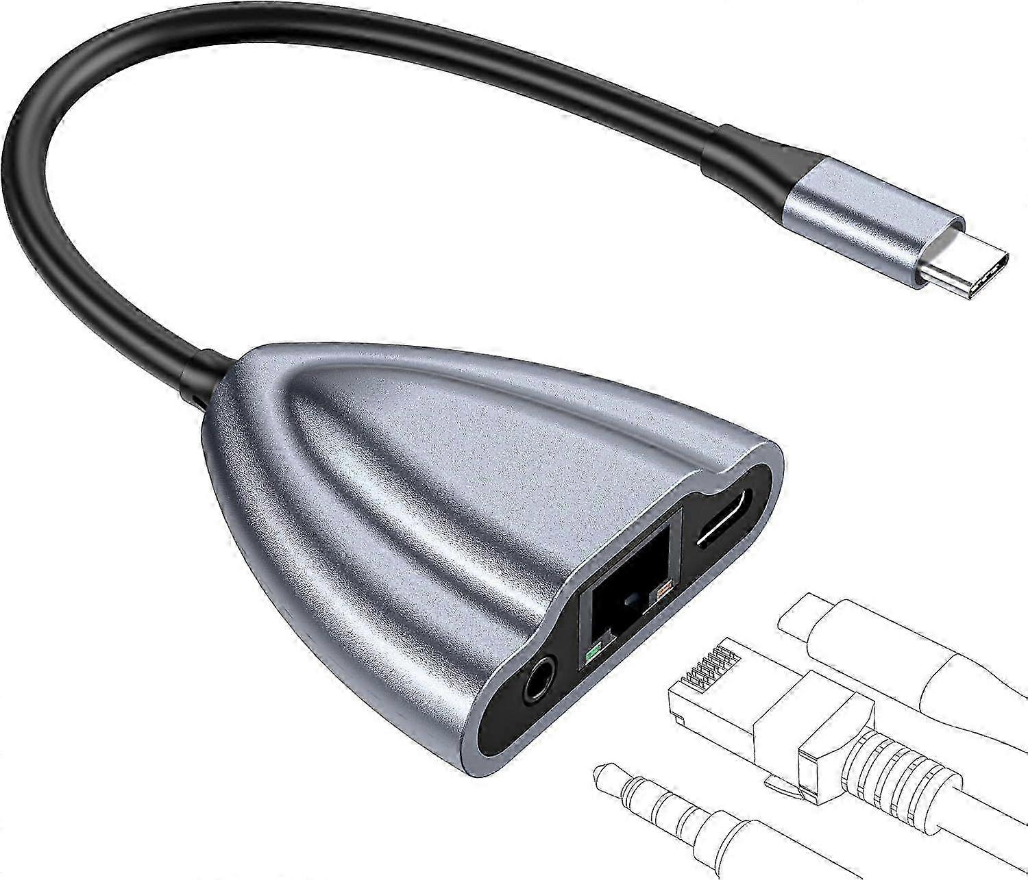 2025 Latest Model USB C to Ethernet Adapter with Charging Port, 1Gbps RJ45 to