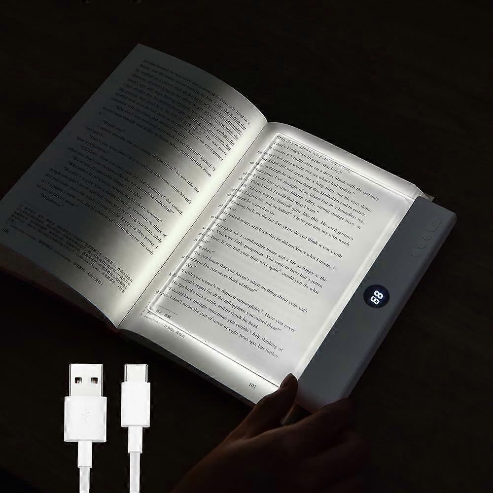 Book Light, Rechargeable Clear LED Flat Reading Light with 3 Colors & Timer, Dimmable Panel Plate Lamp Book Full Page Light for Reading in Bed at Nigh