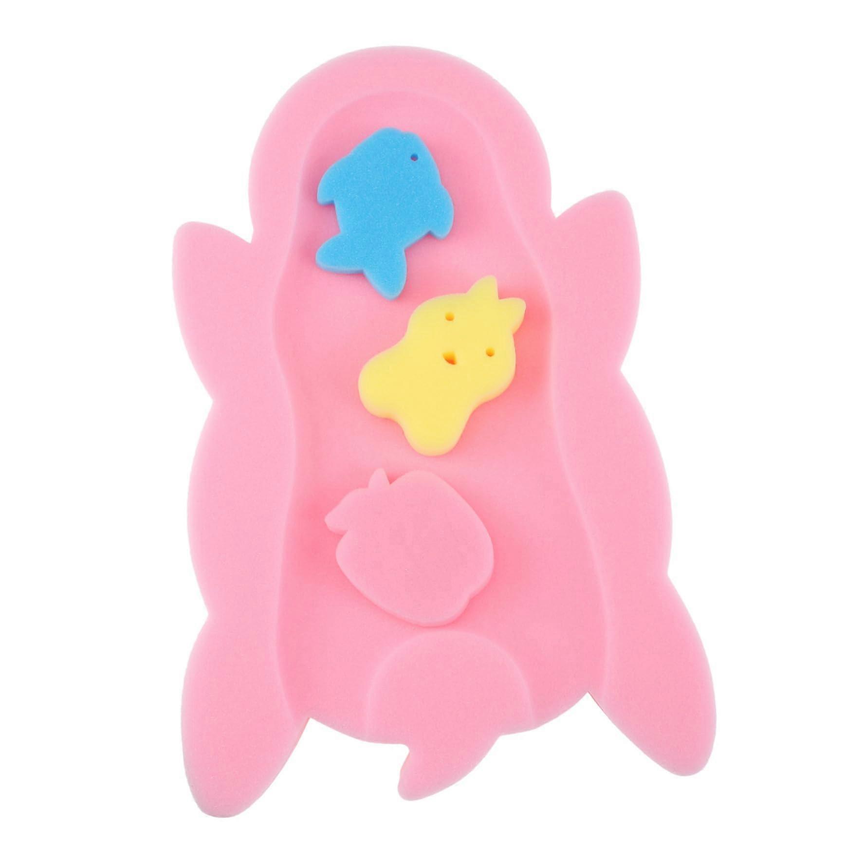 Bath Sponge Mat For Newborn Bath Support Skid Resistant Non Slip Pink Cushion