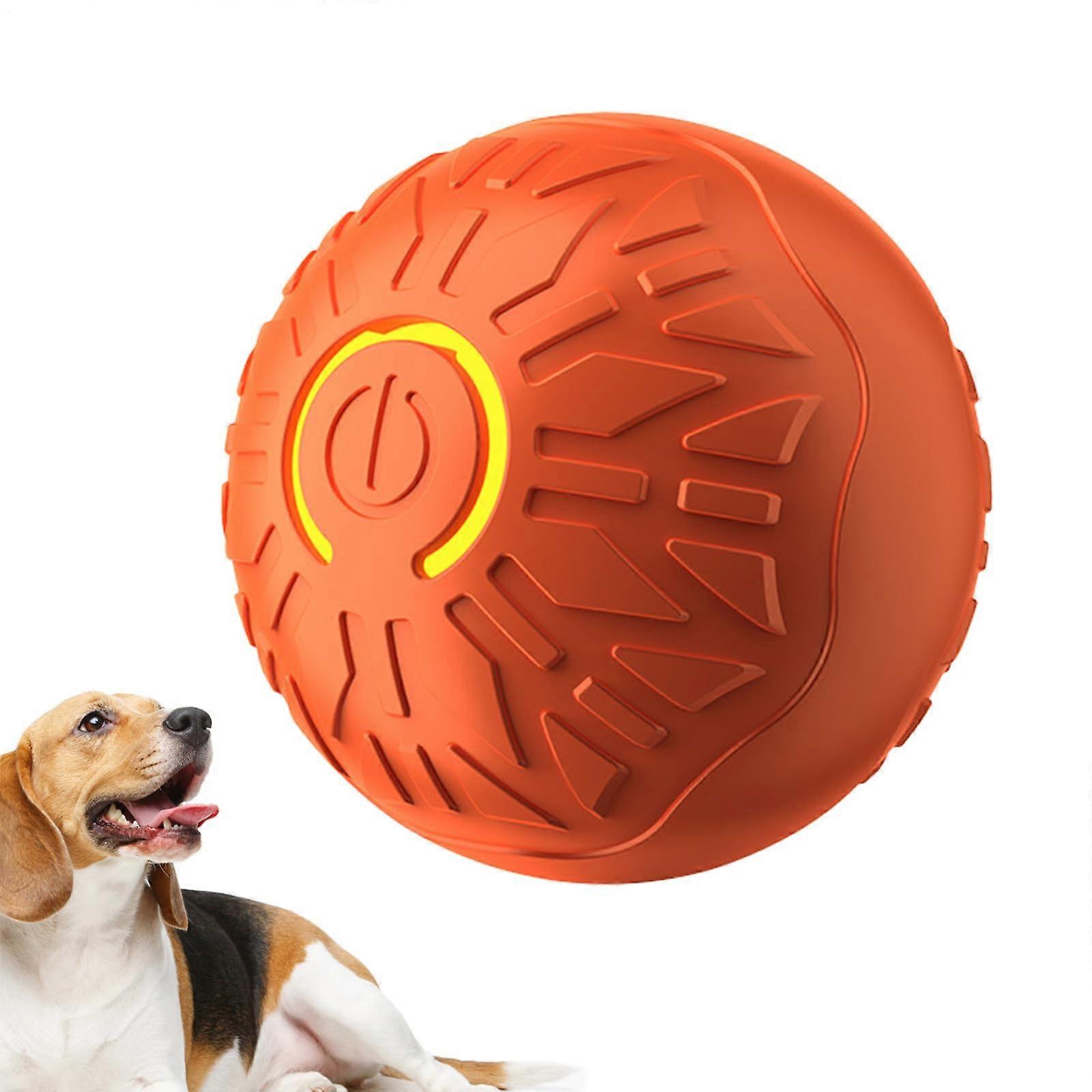 Dog Ball Toy Motion Activated Electric Automatic Play Ball For Fetch Training Herding Puppies Orange