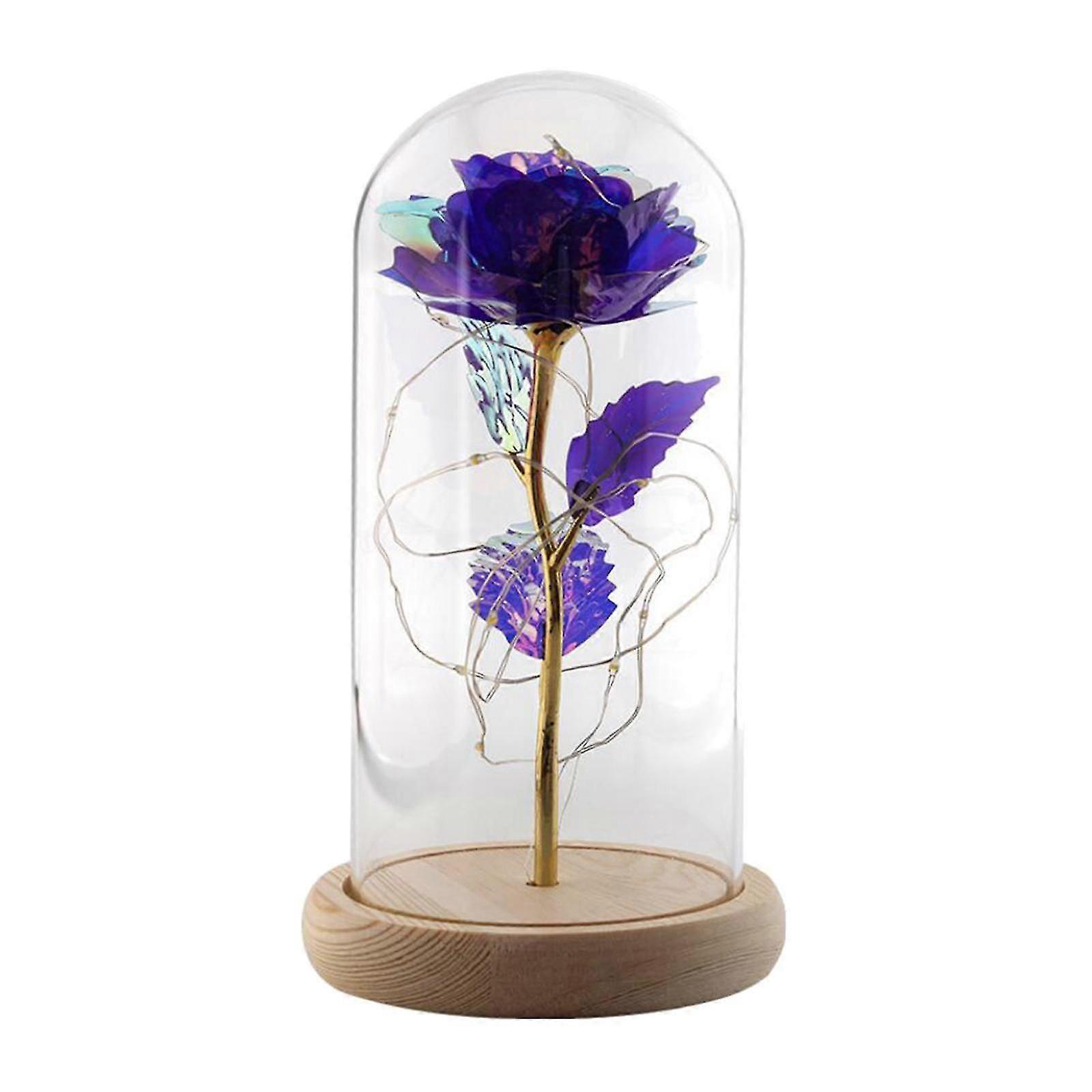 Romantic Forever Rose with Light Flower Rose for Mom Wife Dark Purple