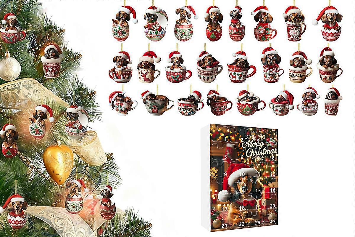 Christmas Countdown Advent Calendar Dog Holiday Collectible Hanging Ornament