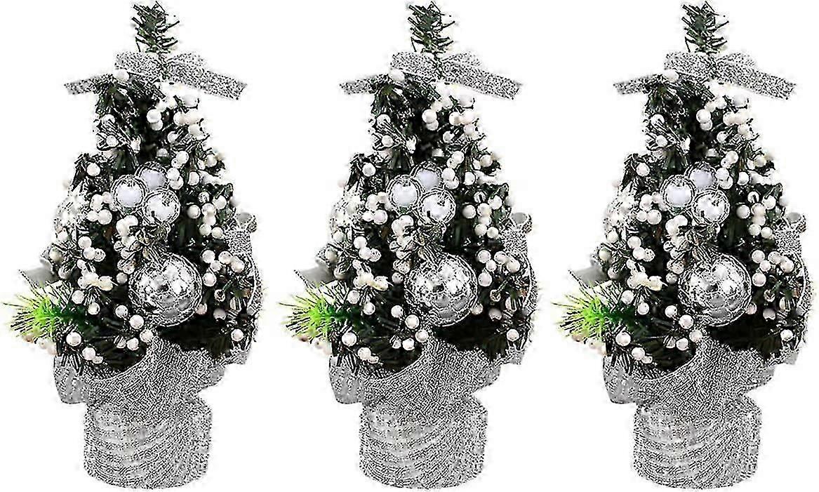 3pcs Mini Christmas Tree,Christmas Decorative Ornament Suitable for Place on Dining Table with Cloth Bag Base