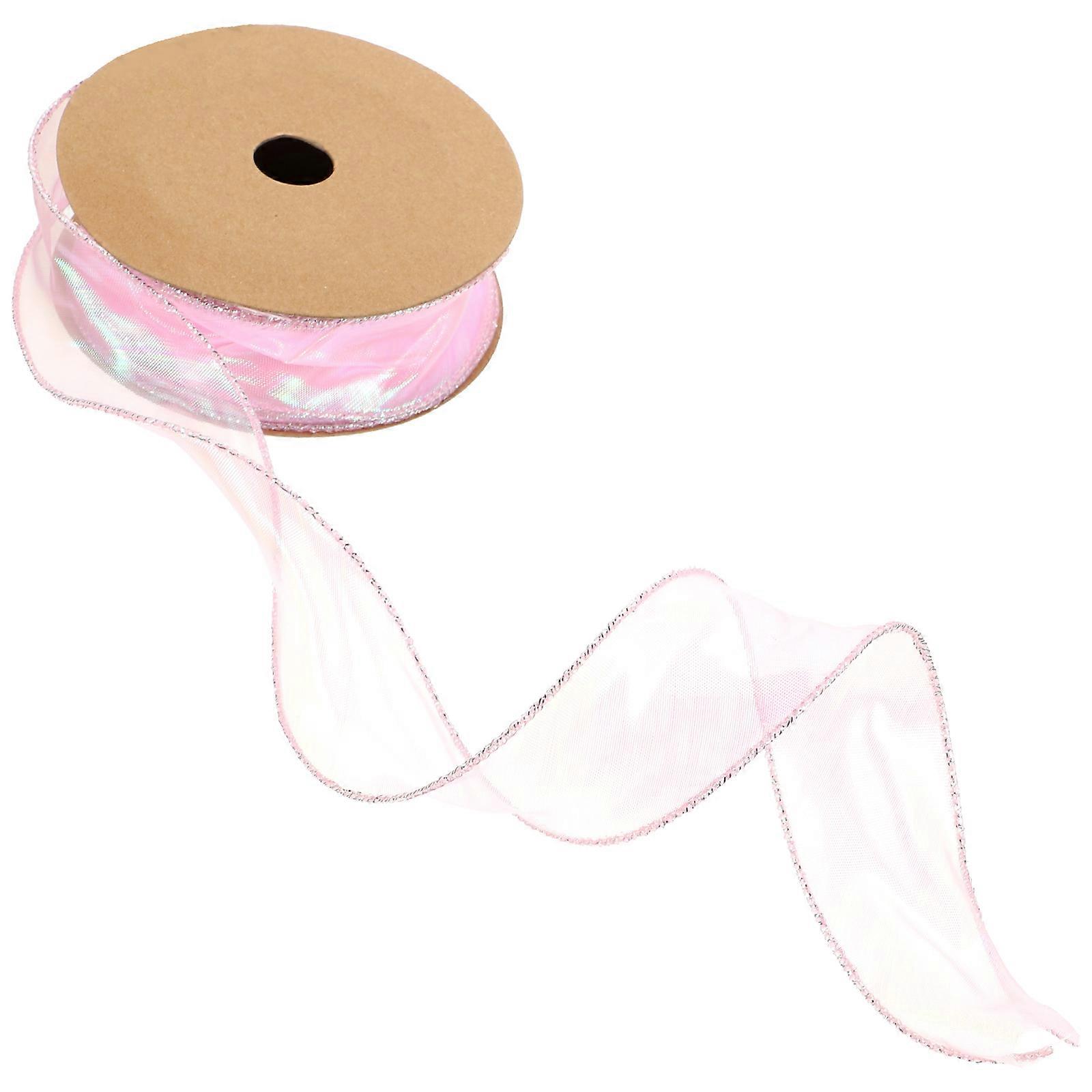 Polyester Ribbon Bowknot Making Wave Edge for Craft Projects Holiday Decorations Pink 1 Roll