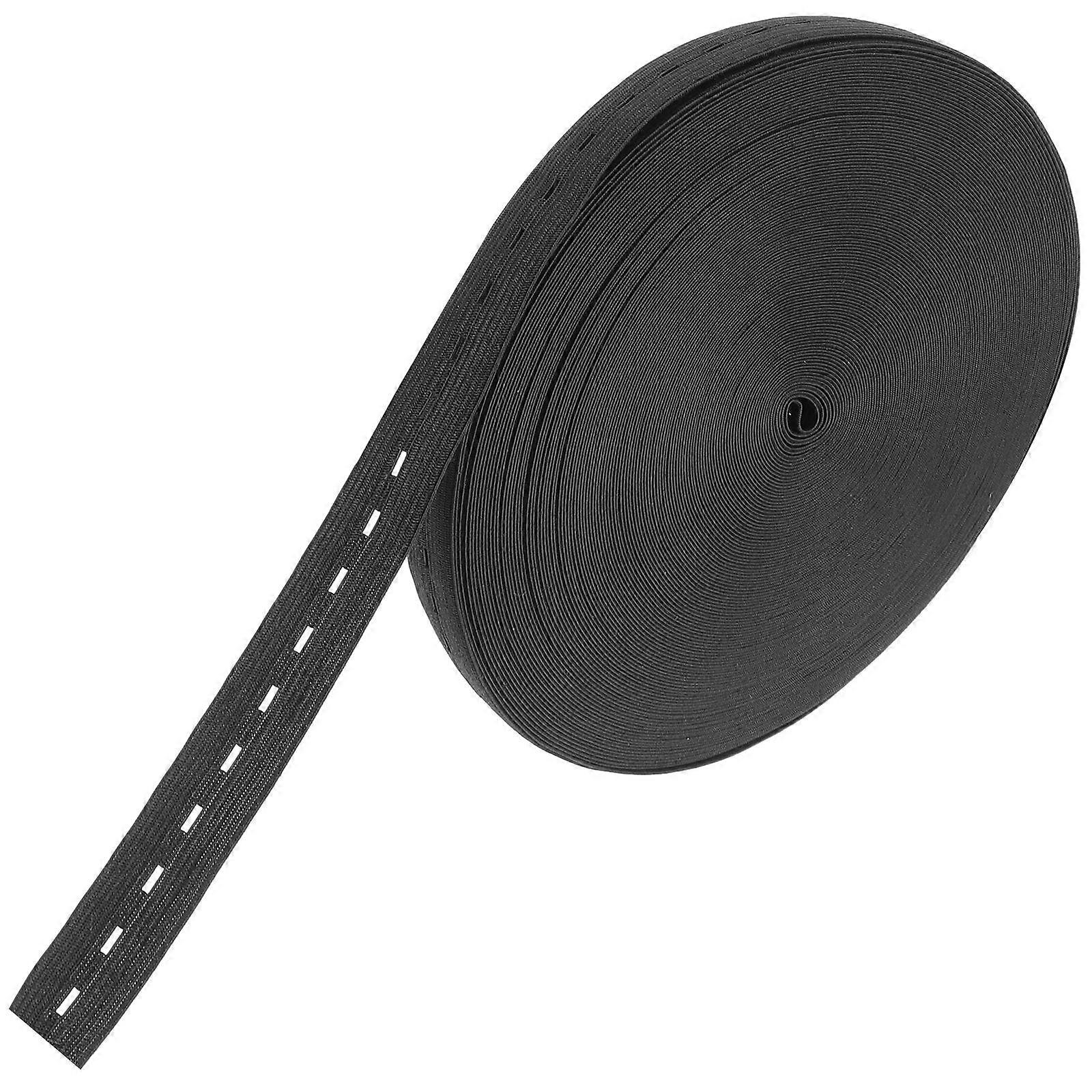 Buttonhole Elastic Band 1 Roll Suitable For Clothing Shoelaces Black Durable Polyester Stretch Cord 40 Meters