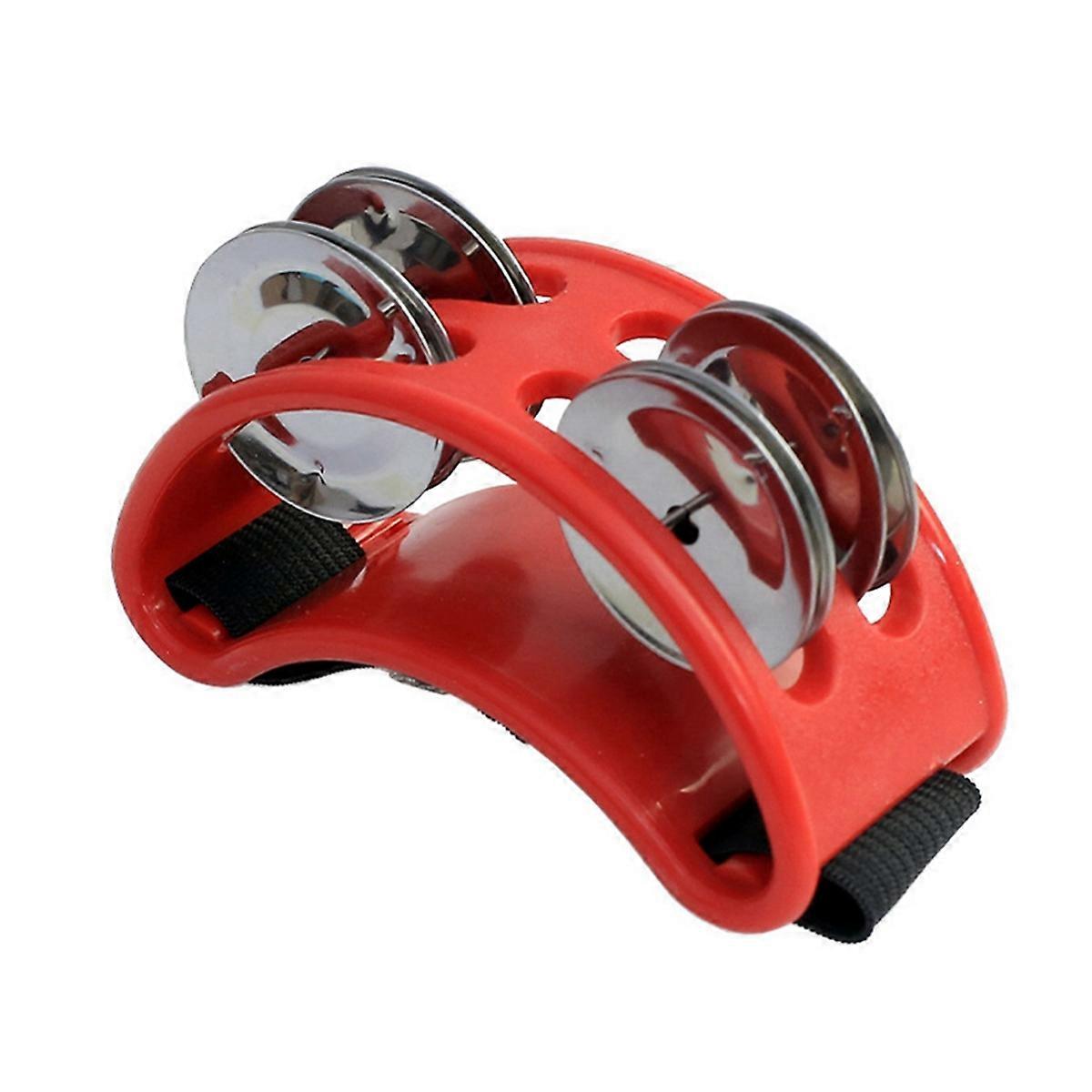 Powerful Sound Foot Tambourine Adjustable Foot Tambourines Red