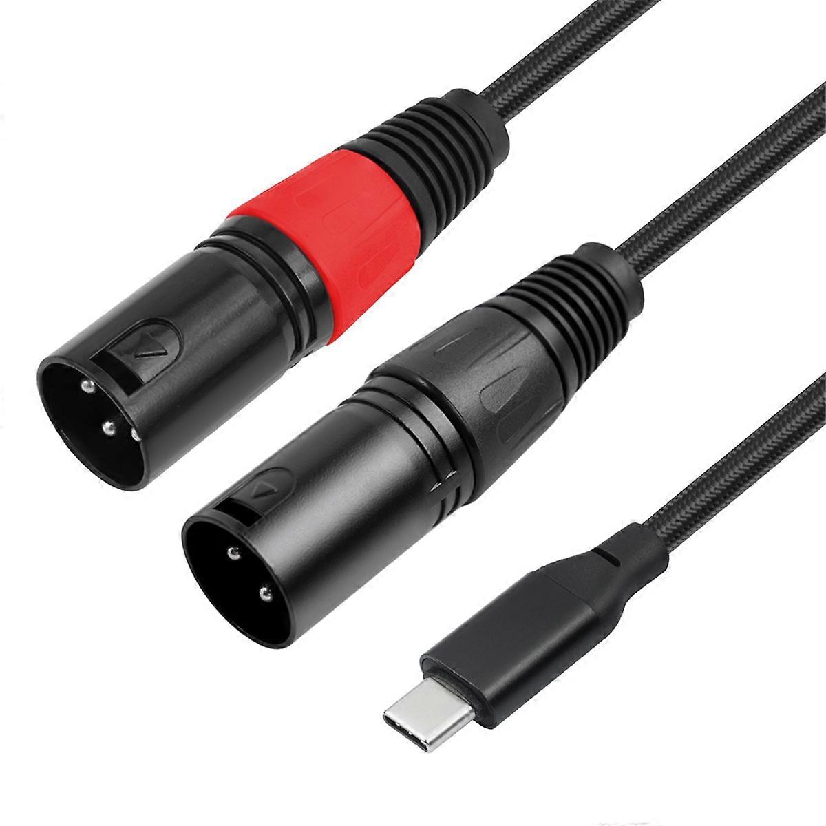 Bochara Type C input to Dual XLR Male output OFC Audio Cable 200cm