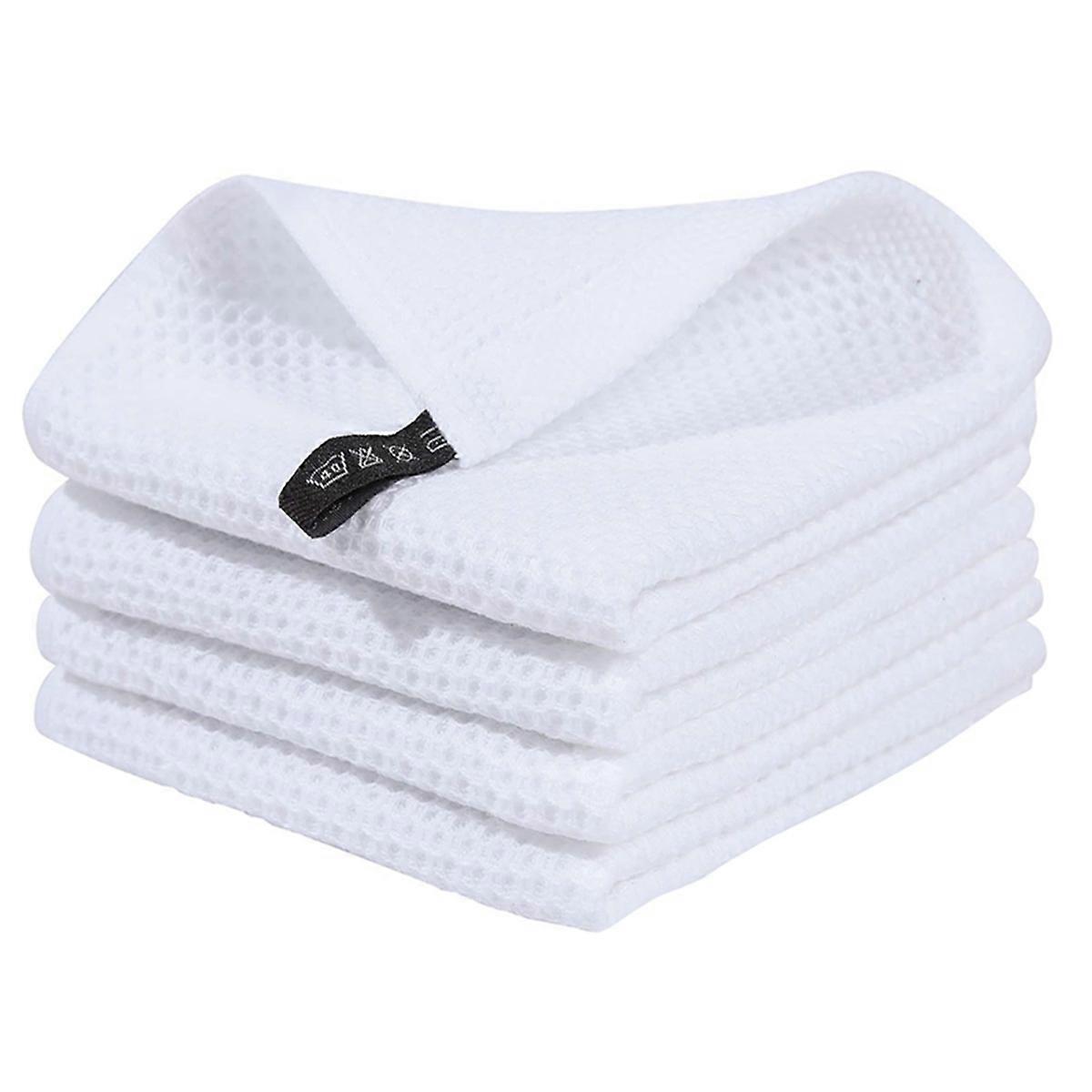 Waffle-Weave Kitchen Dish Cloths, Drying Dish Towels White