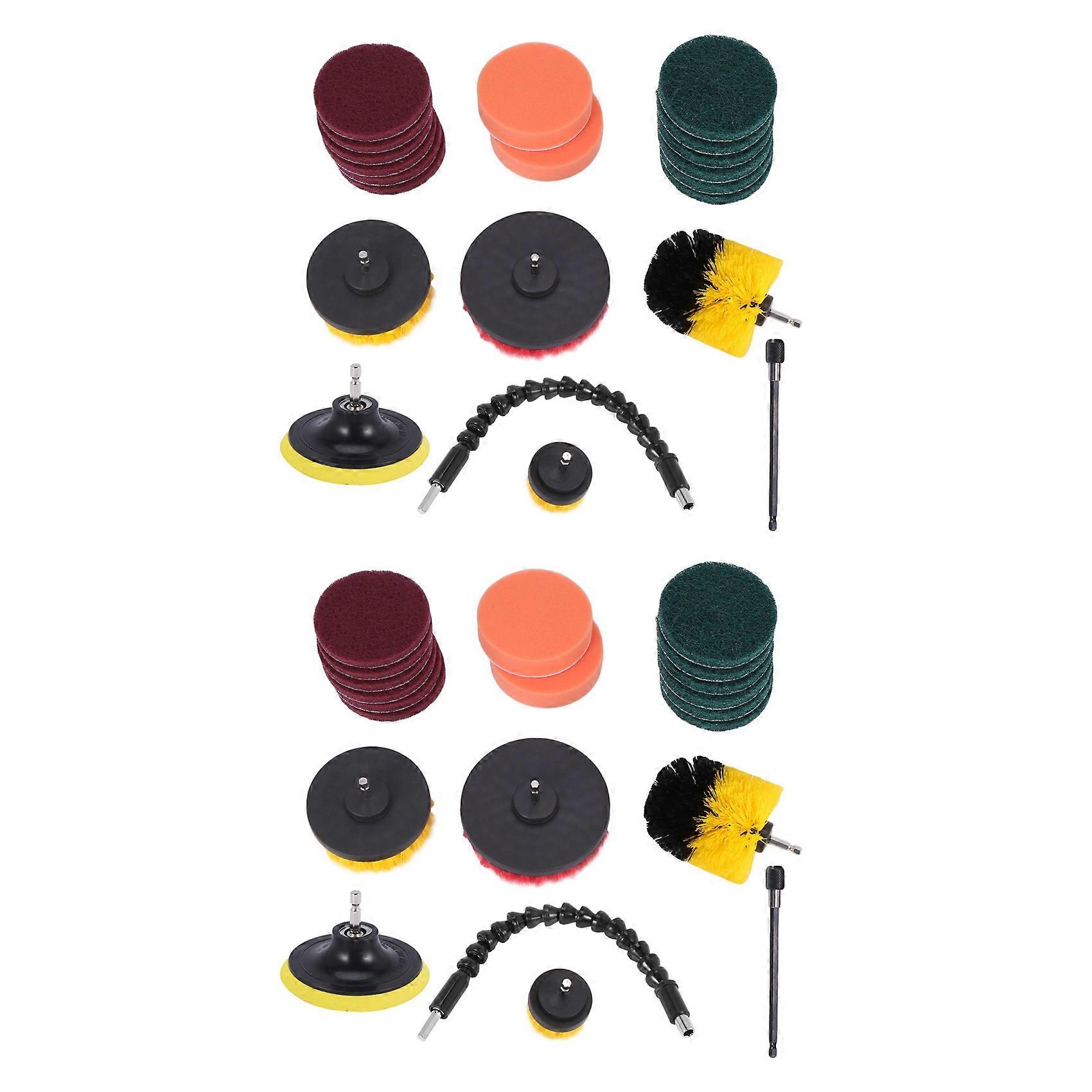 42x Attachments Set Scrub Pads Sponge Power Scrubber Brush with Rotate Extend Long Attachment All Pu