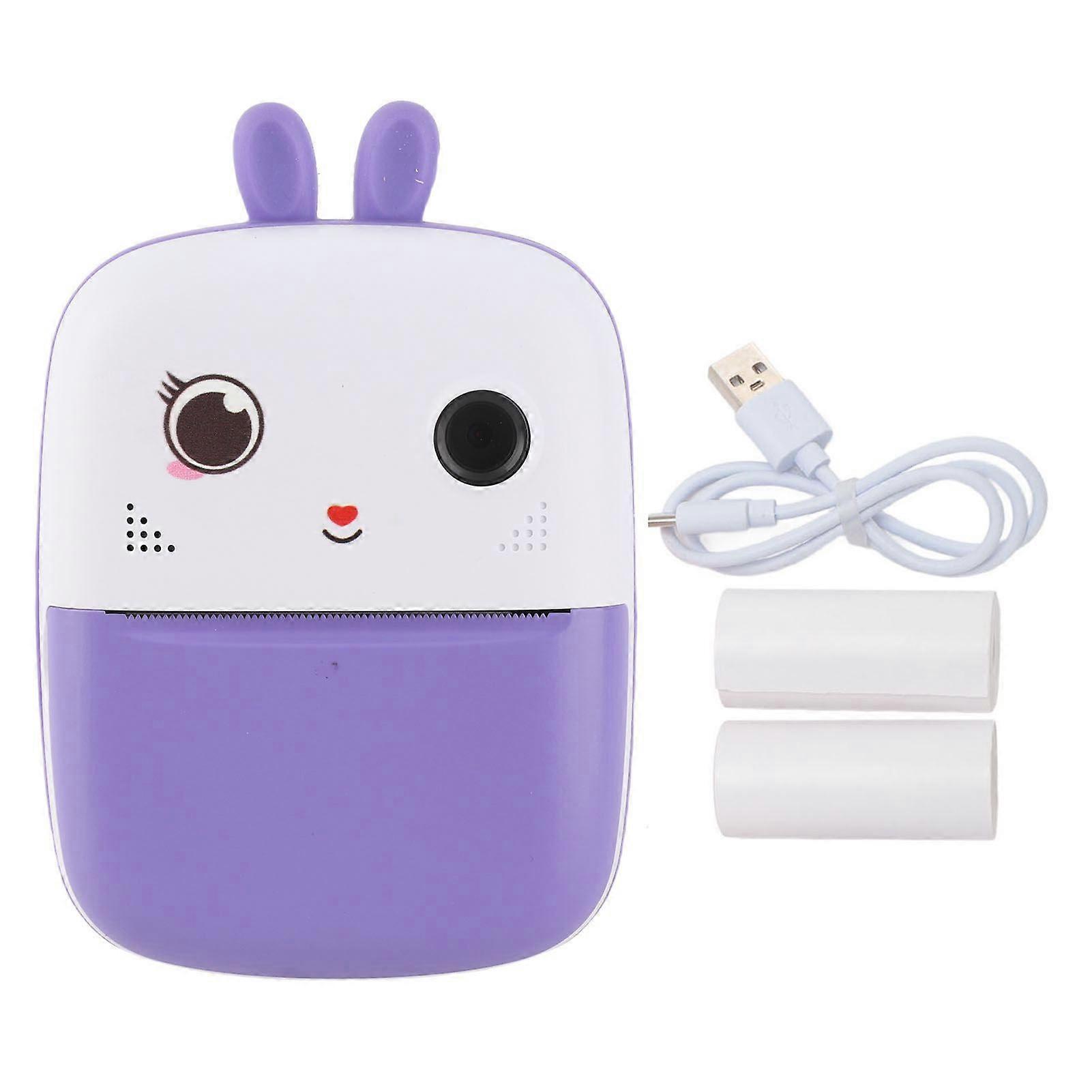 2.4 Inch Kids Print Camera 48M Resolution 1080P HD Front Rear Dual Cameras 1800mAh Cartoon Digital Video Cameras for Toddlers Violet