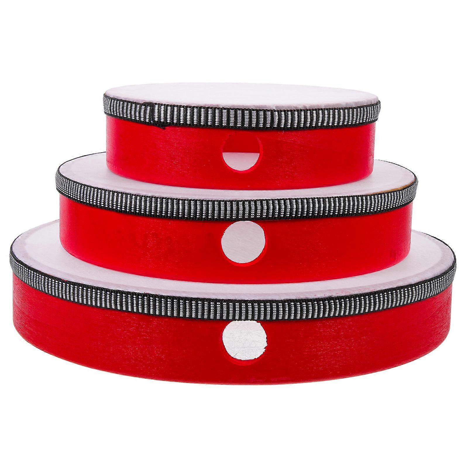 Musical Instrument Hand Drum for Kids Use with 15Pcs Red Tambourine