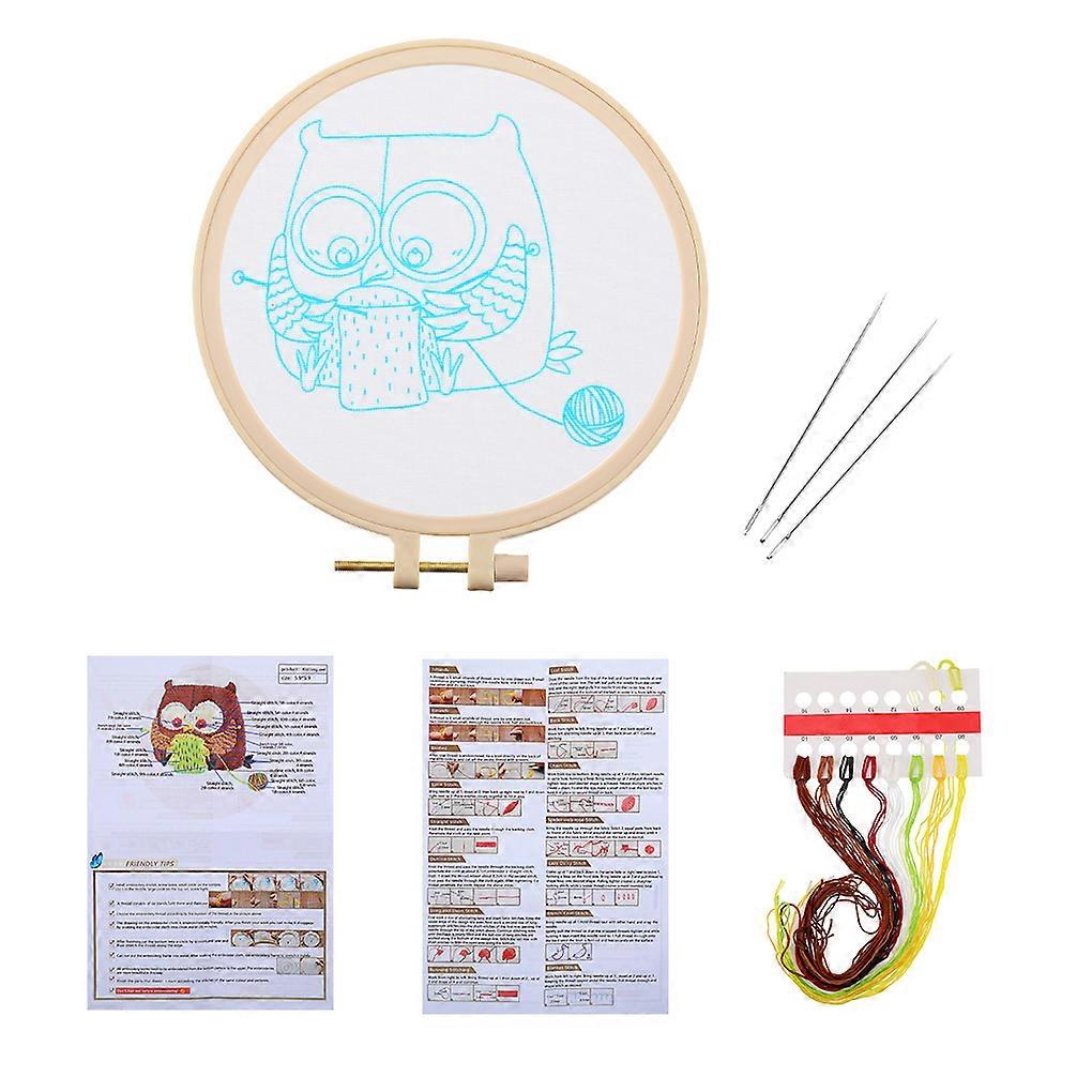 Embroidery Thread Kit DIY Crossed Stitch Set Animal Type Starter Sewing Frame Tools, Type 1