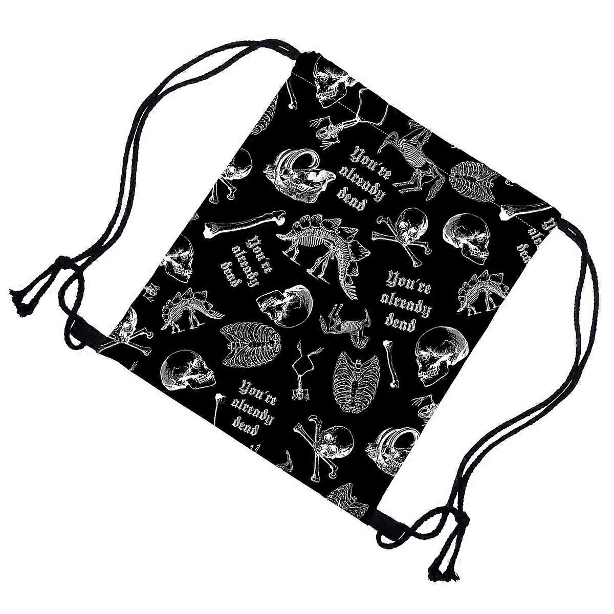 Durable Black Drawstring Bag for Halloween Celebrations Suitable for Daily Use and Outdoor Activities 2Pcs