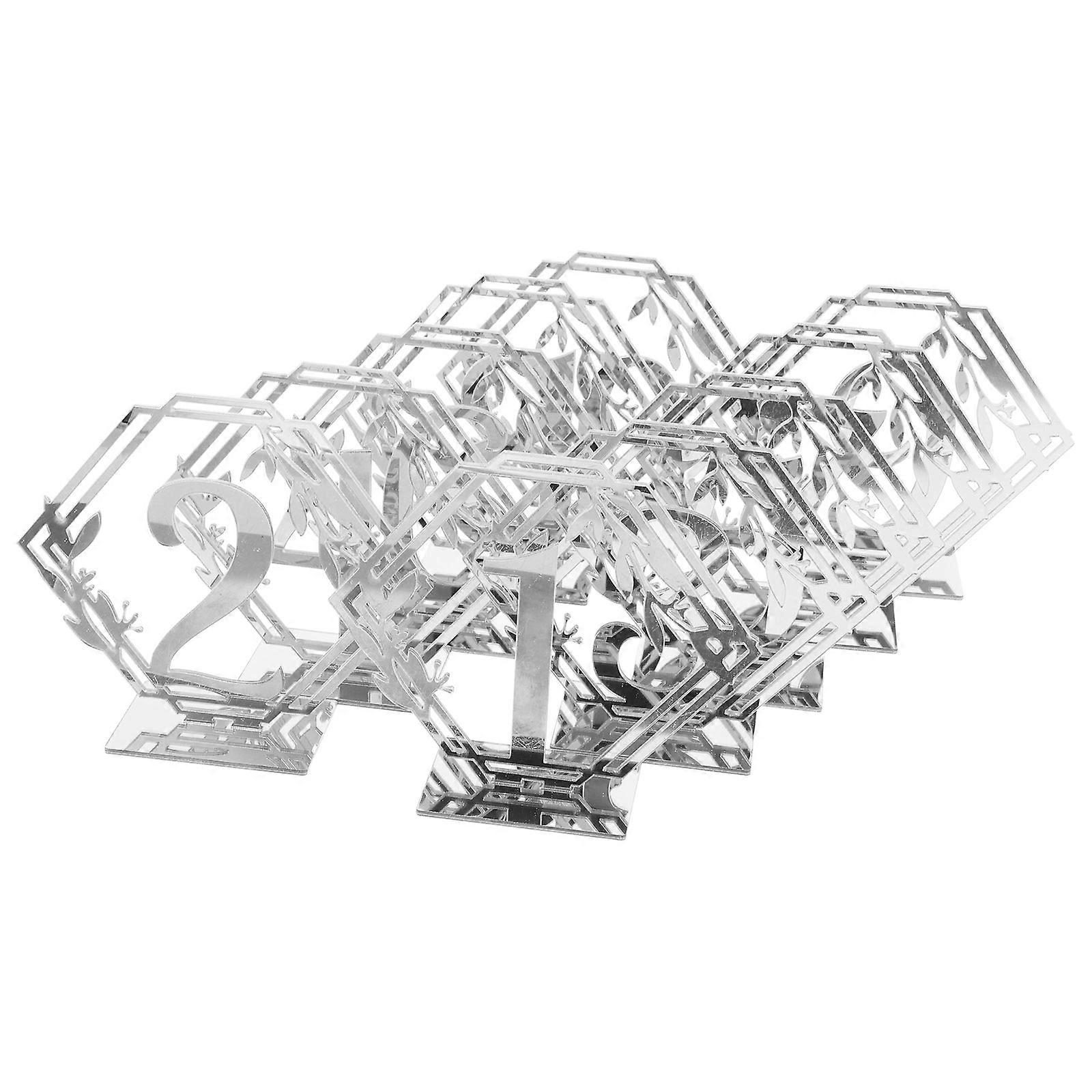 Acrylic Reserved Signs Hexagonal Table Sign for Banquet 50Pcs Silver
