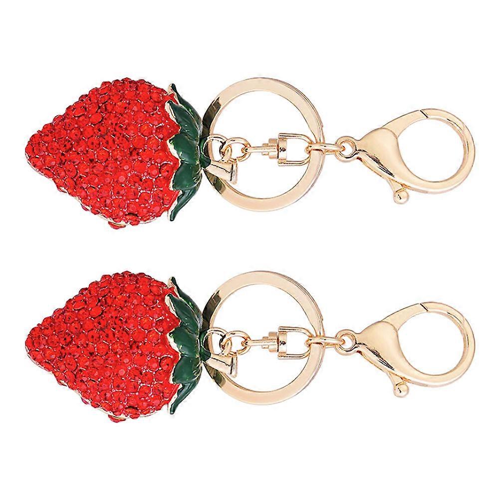 Red Strawberry Keychain Alloy Accessory for Decoration 8Pcs Stylish Bag Charm