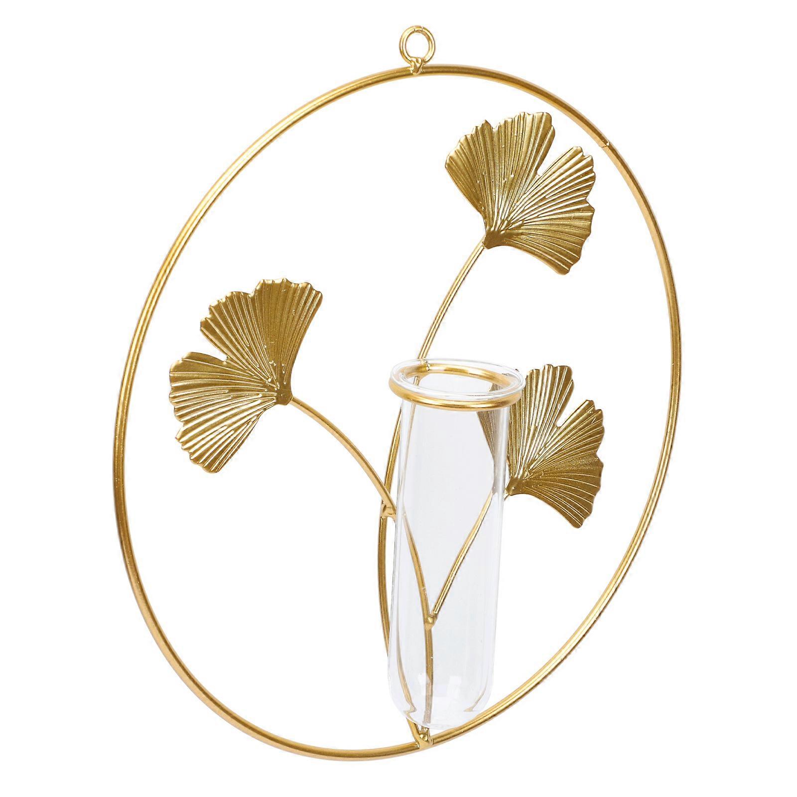 Wall Mounted Vase Hydroponic Vase for Decor 2Pcs Golden