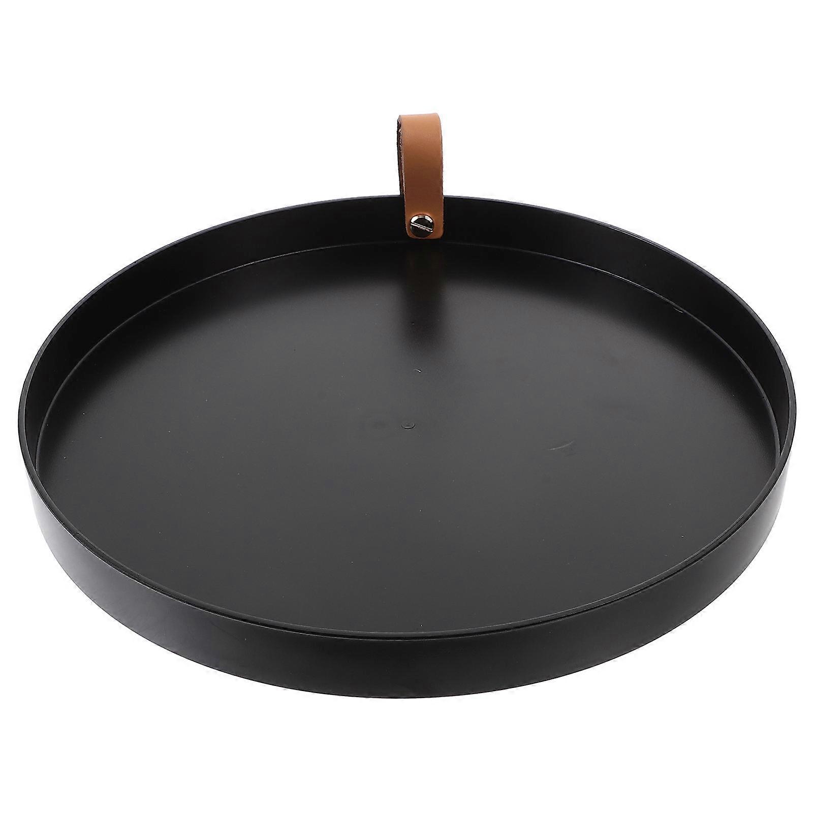 Black Round Vanity Tray for Bathroom Storage 4Pcs Household Set