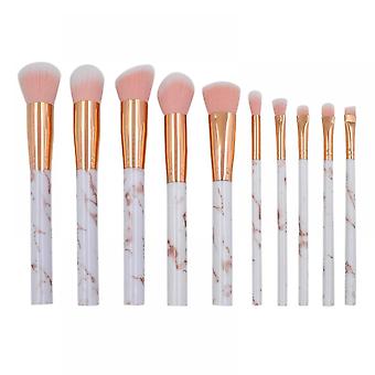 Veeki 10PCS Makeup Brushes Professional Marble  handle Brush Set, Soft and Odor-free Natural Synthetic Bristlespink