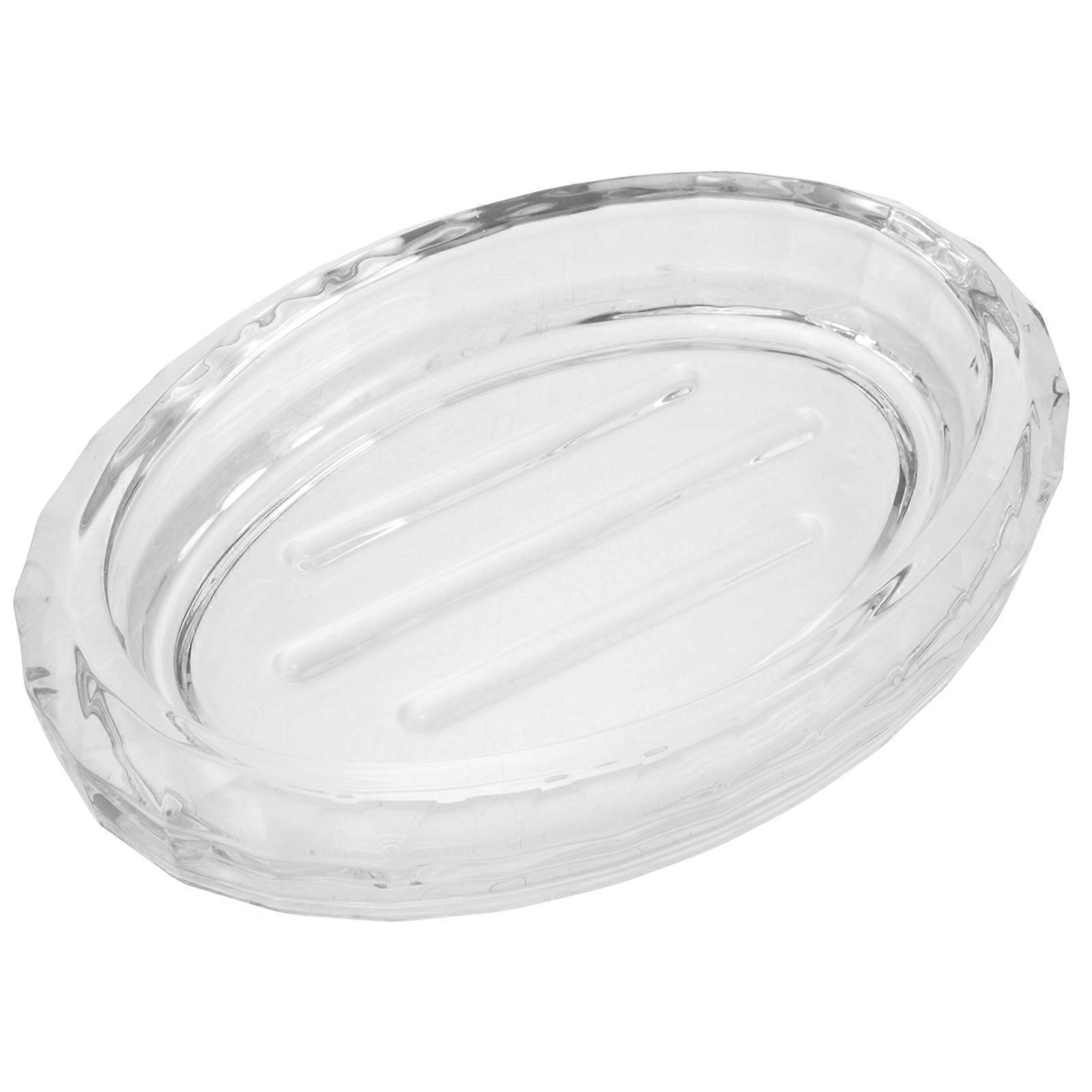 Transparent Glass Soap Box 2Pcs Oval Soap Storage For Bathroom Use Modern Design With Soap Drainage Function