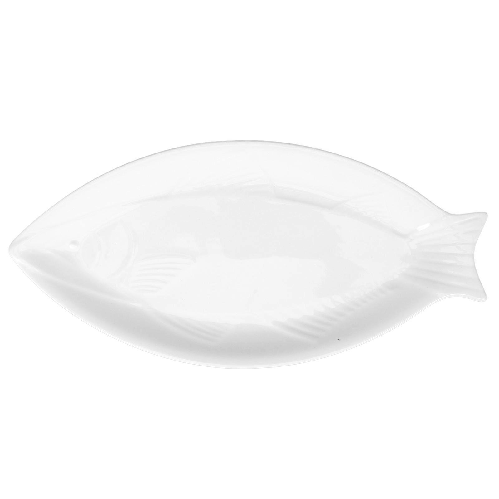 Assiette à poisson en céramique blanche pour poisson cuit à la vapeur, 2 pièces