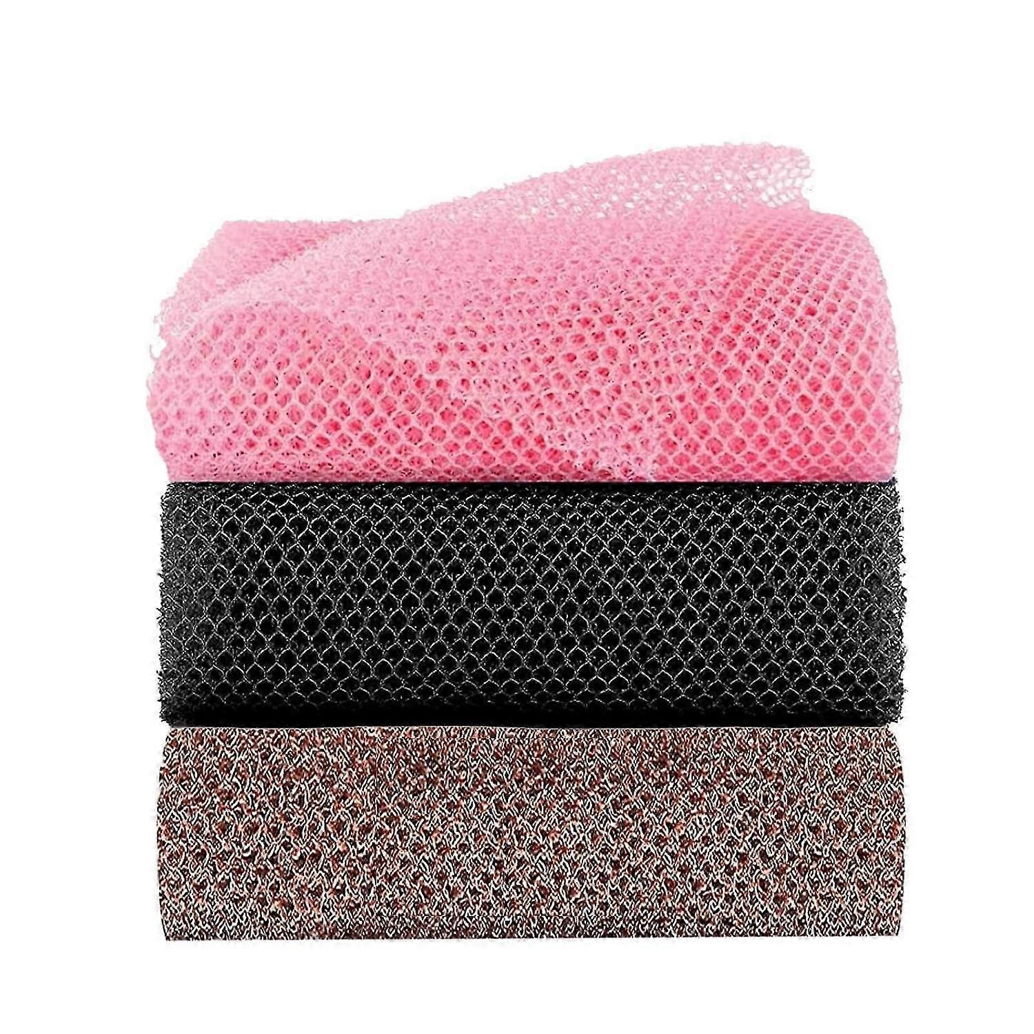 3pcs éponge en filet africain, éponge de bain, filet exfoliant africain