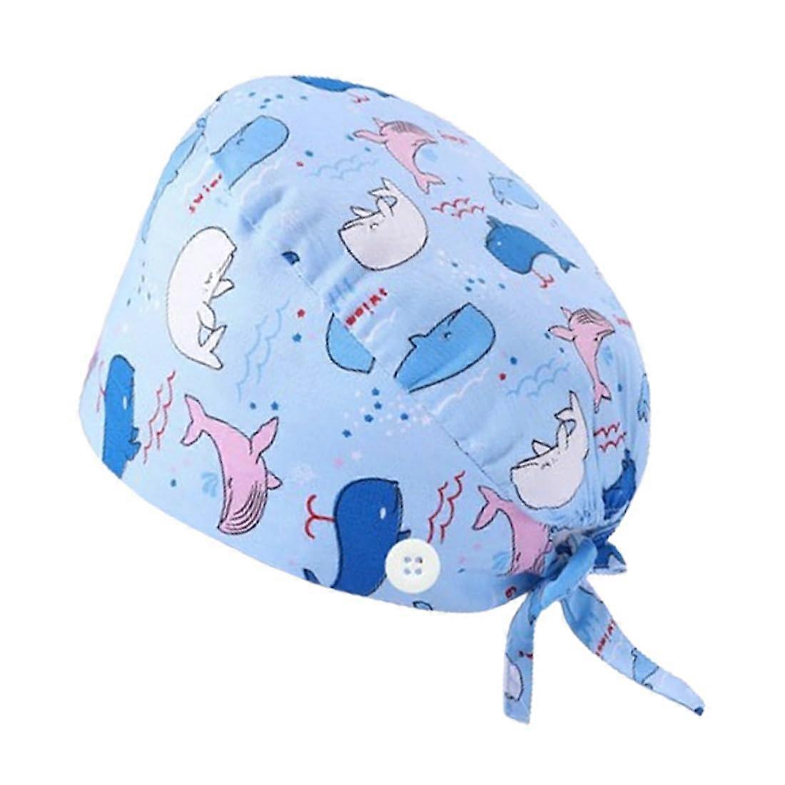 Surgical Sanitary Cap Cotton Unisex Medical Cap Long Hair Adjustable With Button Breathable Operating Room