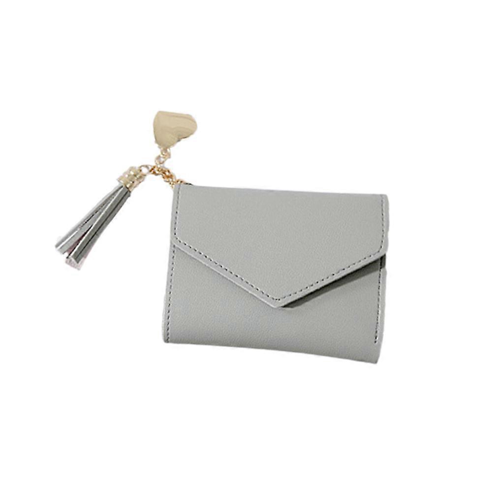 Small Coin Purse Pack Purse for Storage Use 2Pcs Tassel Grey Wallet