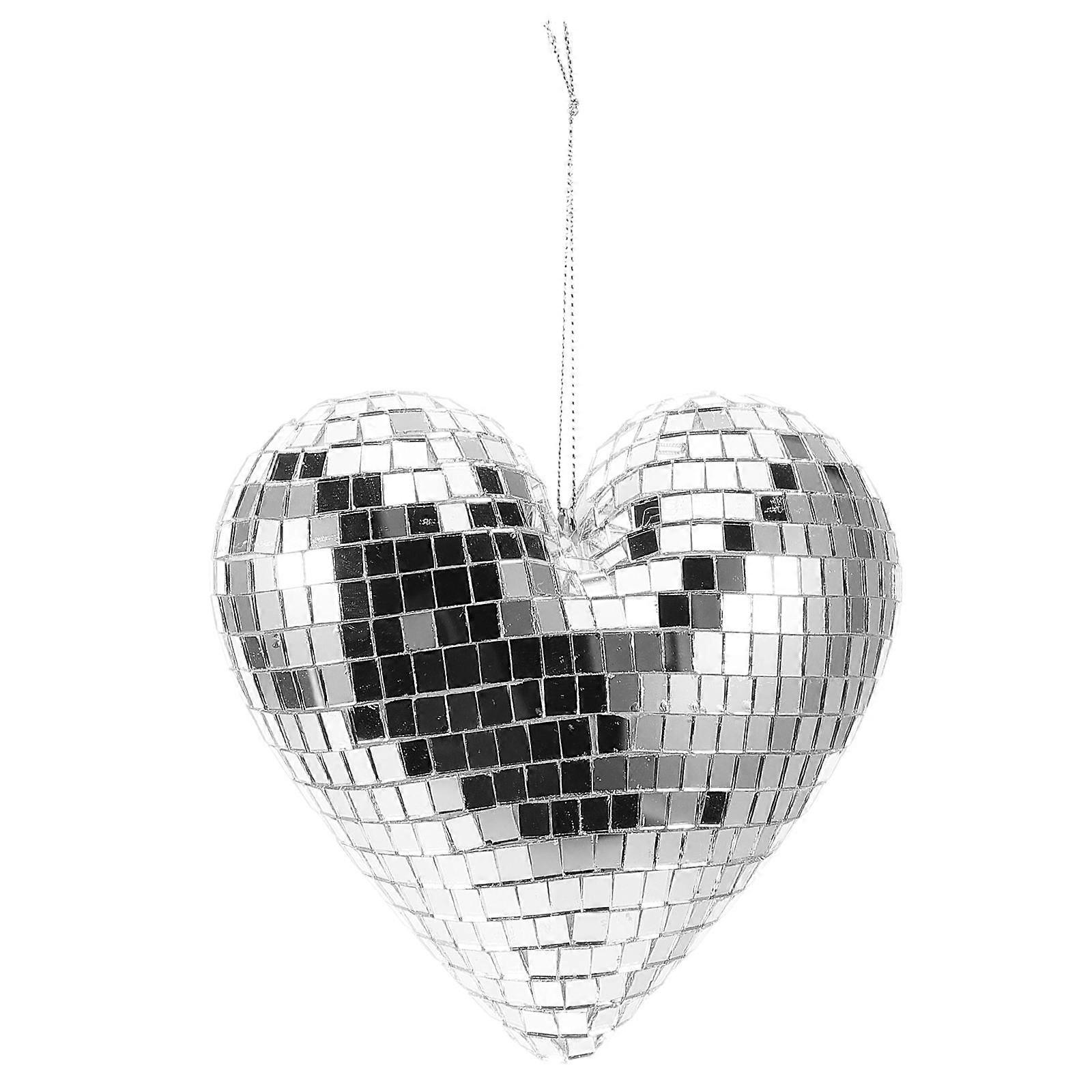 Heart Shaped Silver Hanging Disco Ball Decor for Party 5Pcs Set