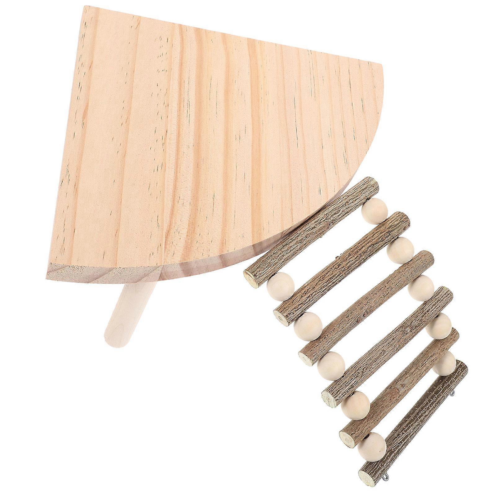 Hamster Exploring Toy Rectangular Platform Resting Spaces Light Yellow Wooden 1Pack