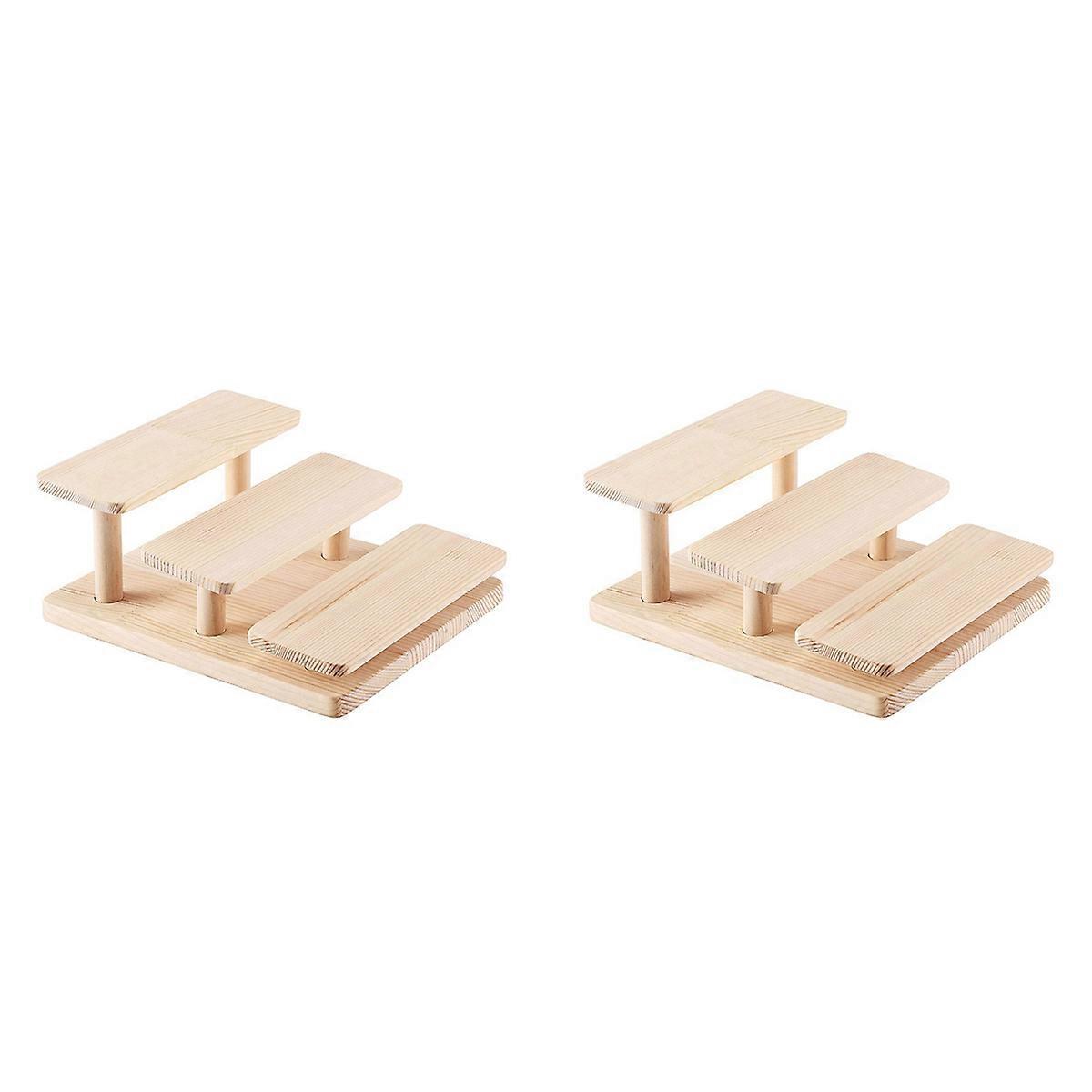 Wooden Display 3 Layers Glasses Display Stand for Cabinet Desktop