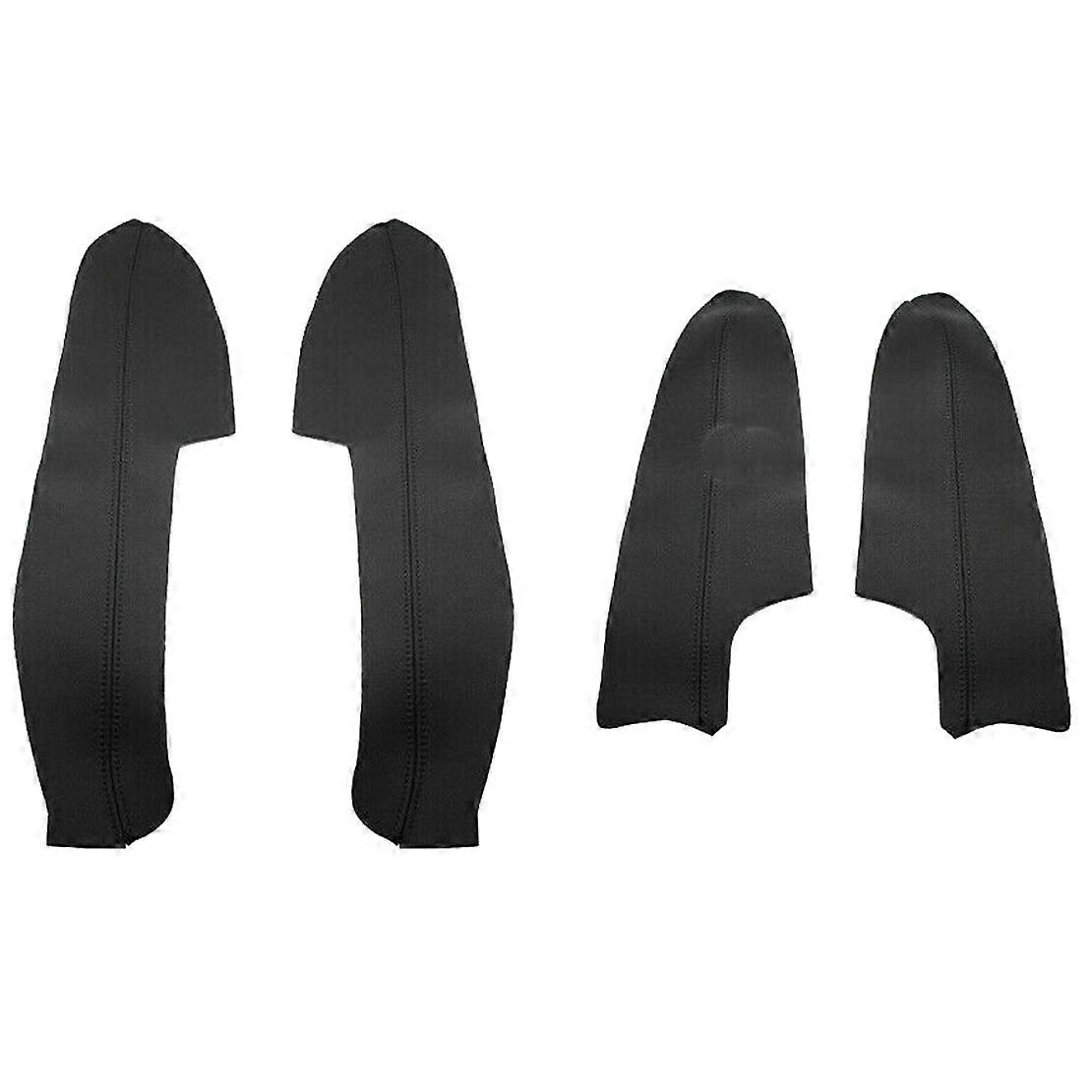 PU Leather Interior Door Armrest Panel Cover Trim Black