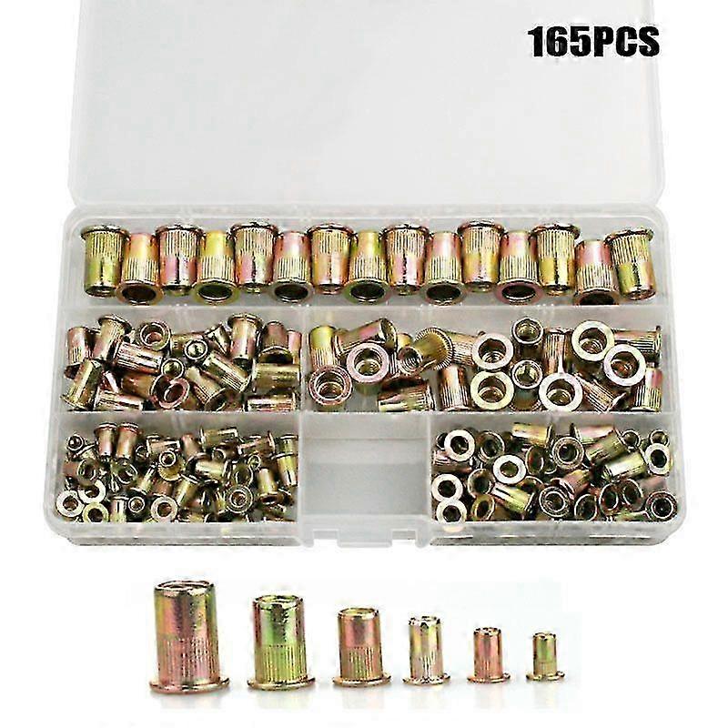 165pcs Rivet Nuts Assortment M3 M4 M5 M6 M8 Threaded Rivet Nuts Assortment Kit,