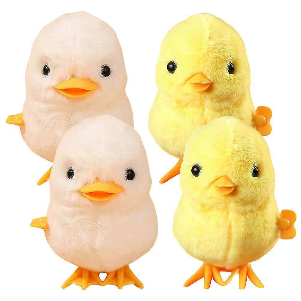Assorted Color Wind Up Chickens Plush Toys 4Pcs for Kids Party Fun