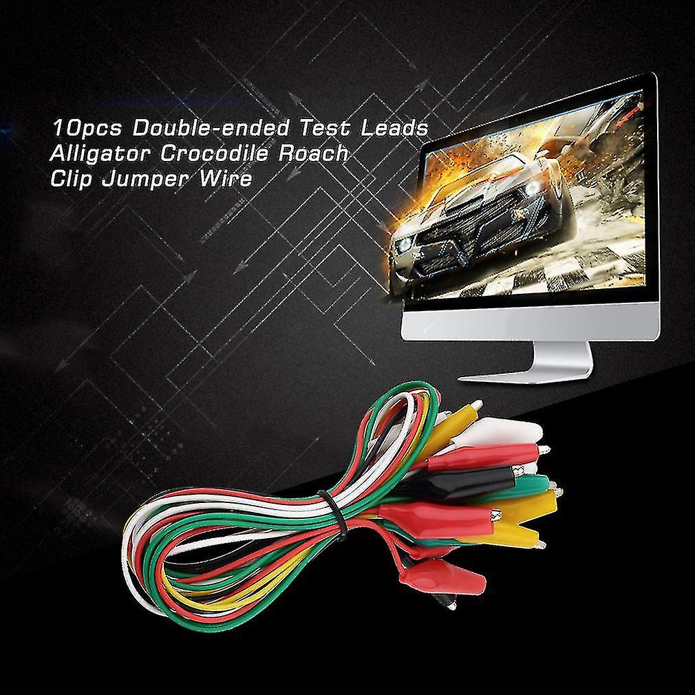 10pcs Double-ended Test Leads Alligator Crocodile Roach Clip Jumper Wire