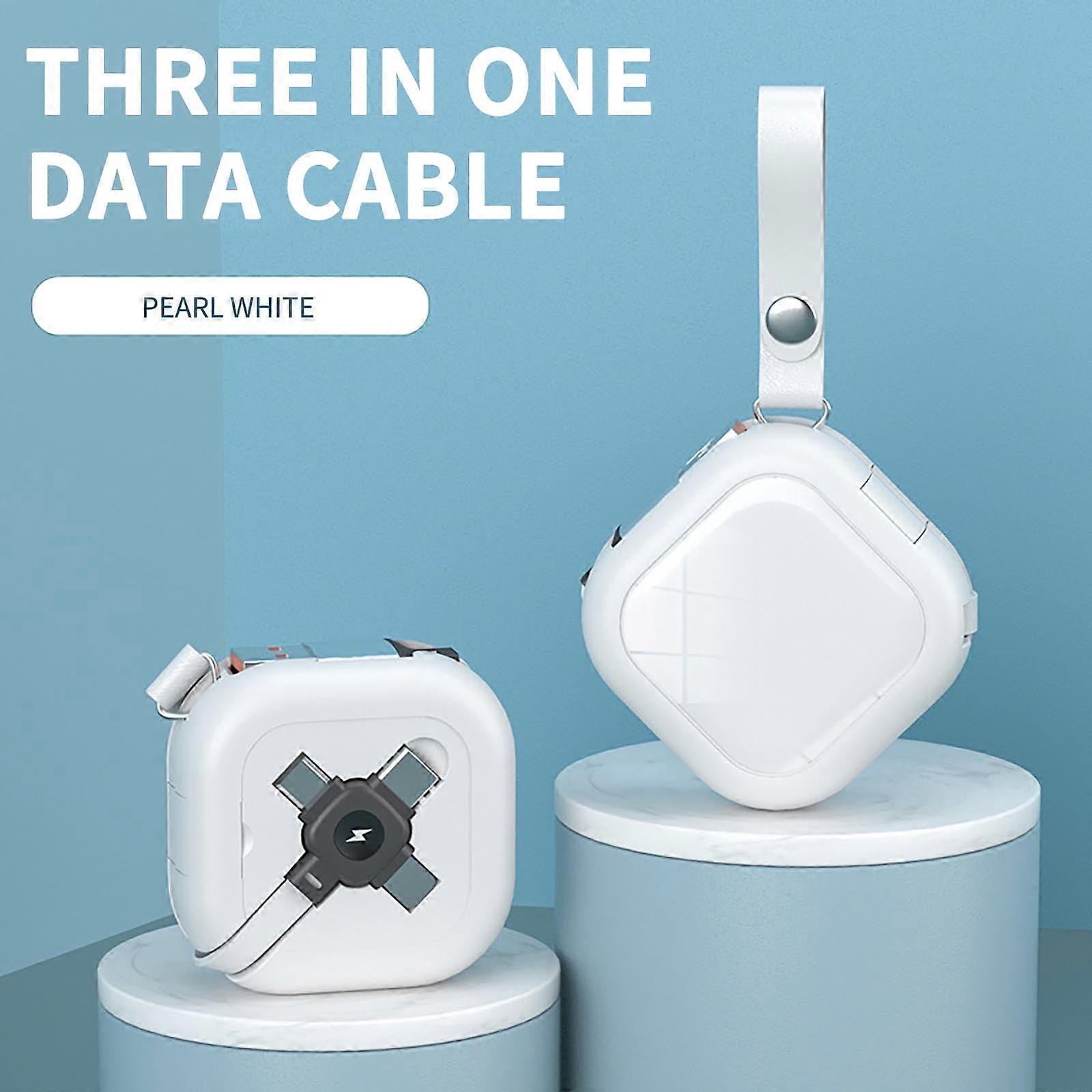 Gnobogi 1 Drag 3 Data Cables for Fast Charging, compatible with Android, Type-C, Retractable & Storage Cable