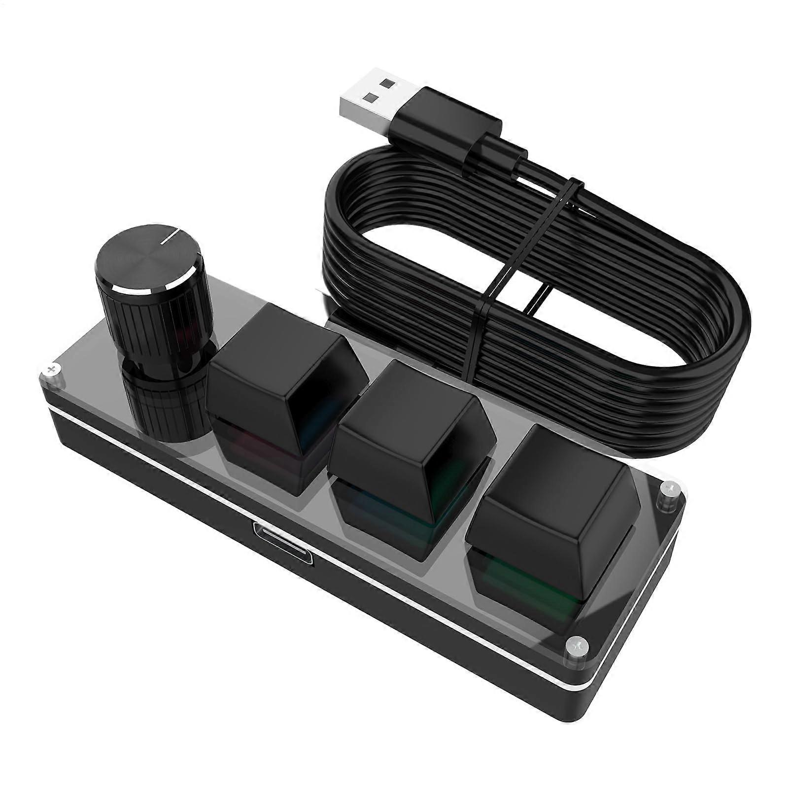 Programmable Keyboard Compact Mechanical Macro Keypad With LowNoise Tactile Keys 3.94x0.79x1.18 Inches Black Shortcuts