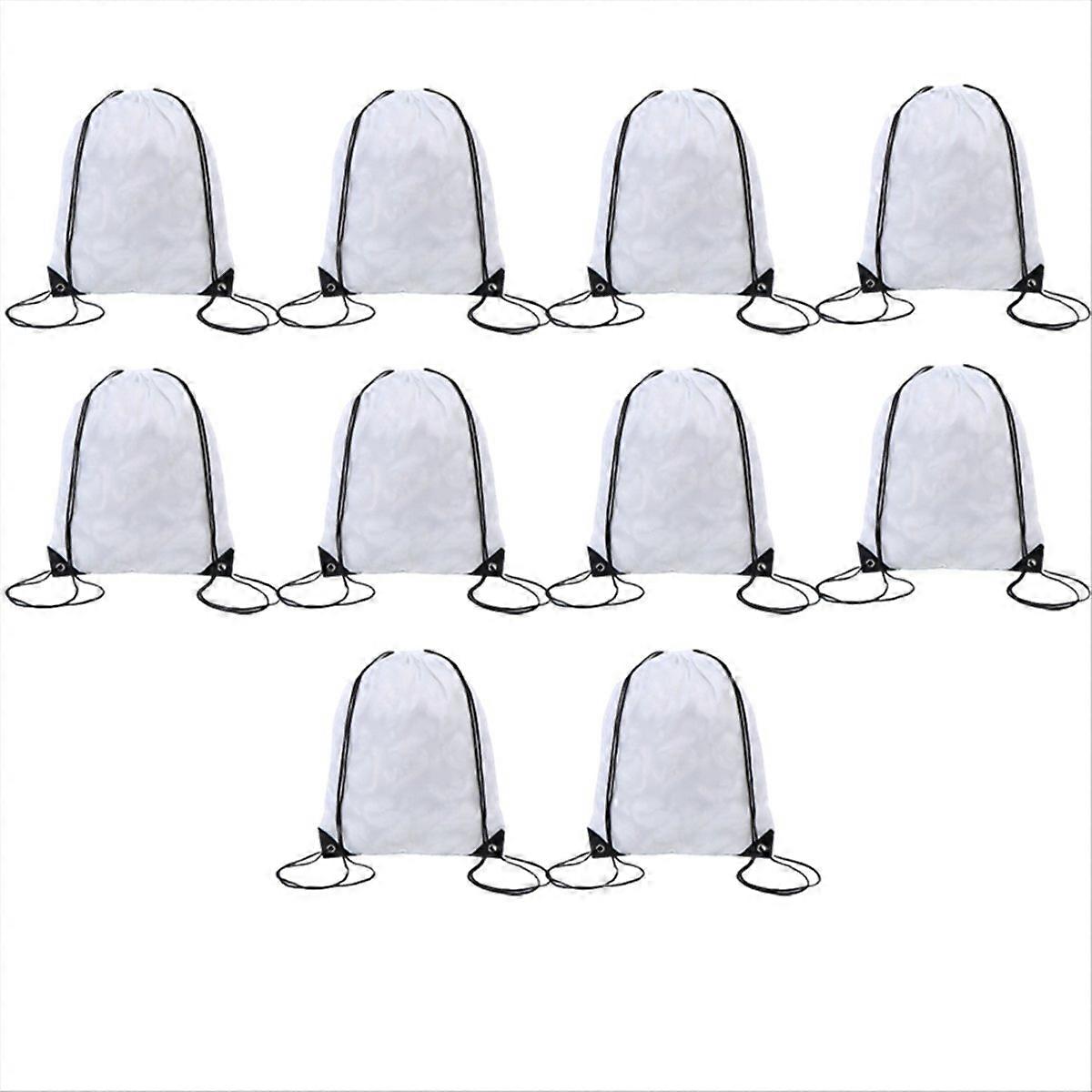 Polyester Drawstring Bag Sports Marathon Drawstring Bag White