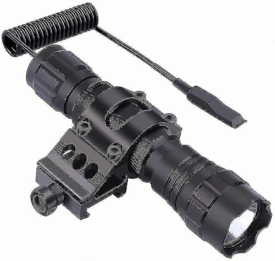 Tactical Led Flashlight, 1 Flashlight Mode, With Push Button Switch And 45 Mounting Rail, Side Offset Ring