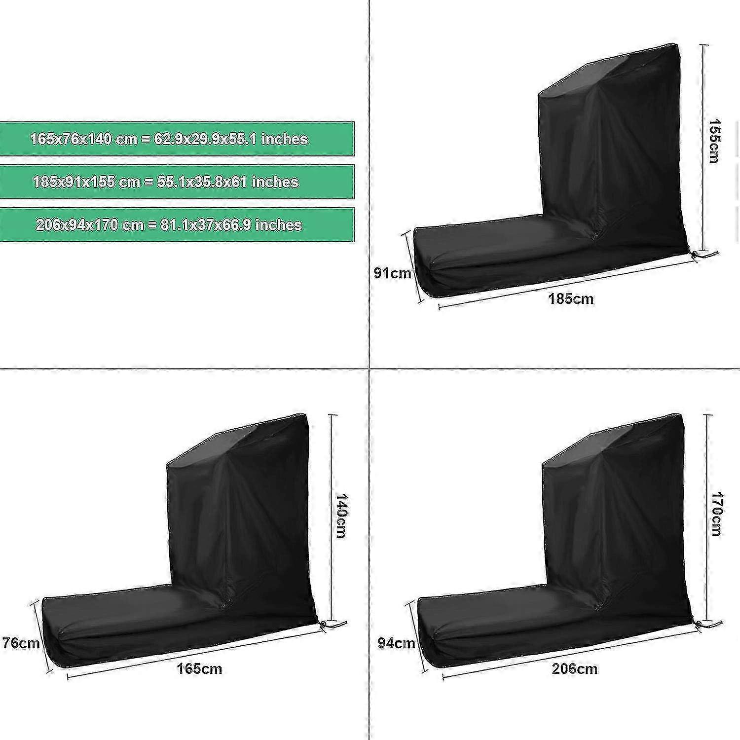 Waterproof Treadmill Cover - Non Foldable - With Zipper And Drawstring - Black (185x91x155cm)
