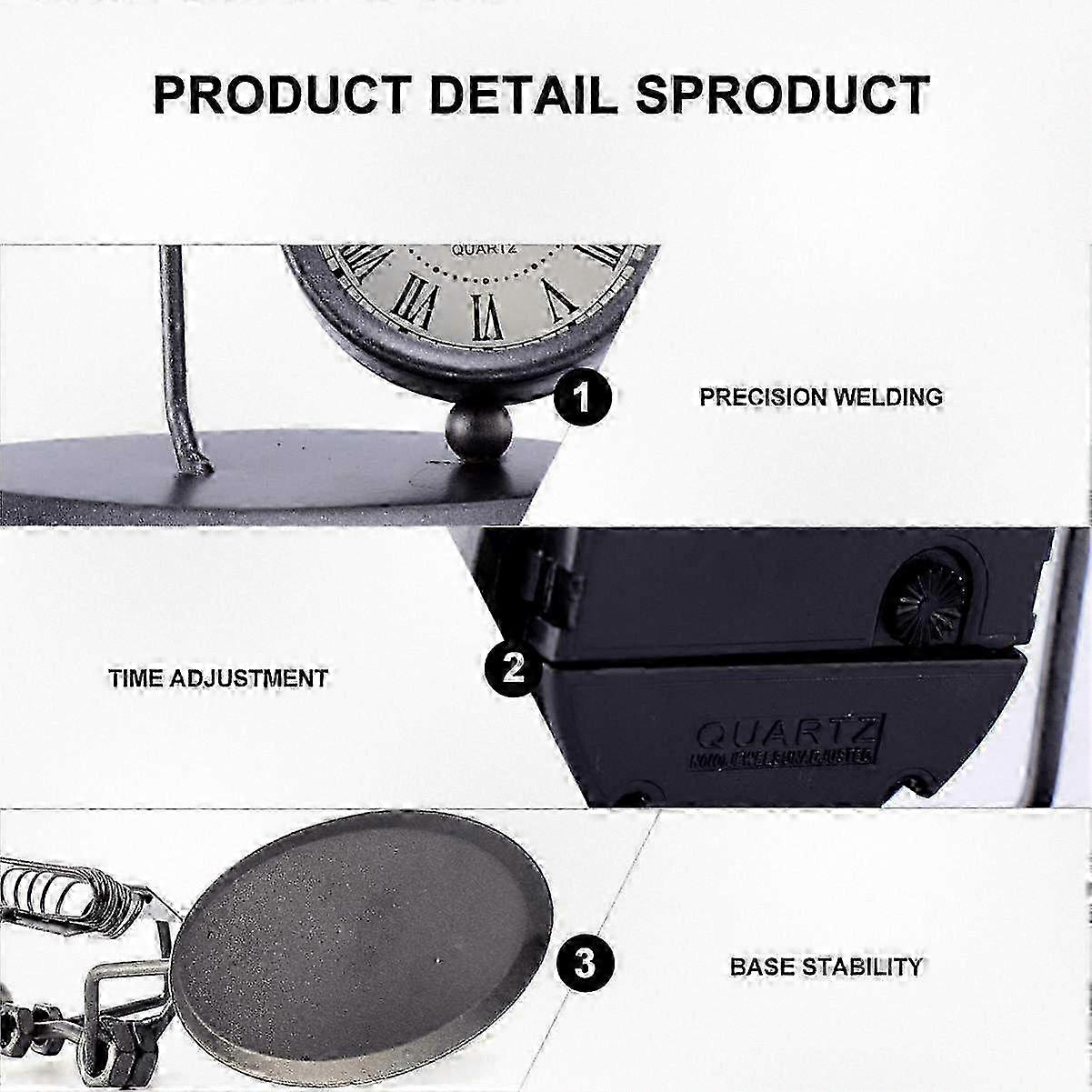 Retro Accordion & Bicycle Design Table Clock with Musician Figure - Vintage Style Desk Clock