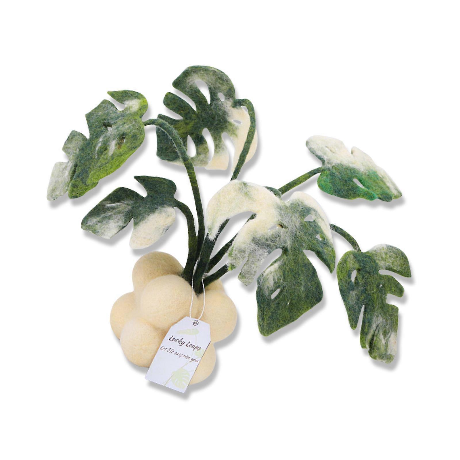 Monstera Potted Plant Needle Wool Felting Tool with Needle Instruction Wool Roving Wood Handle and Finger Cots Multicolor