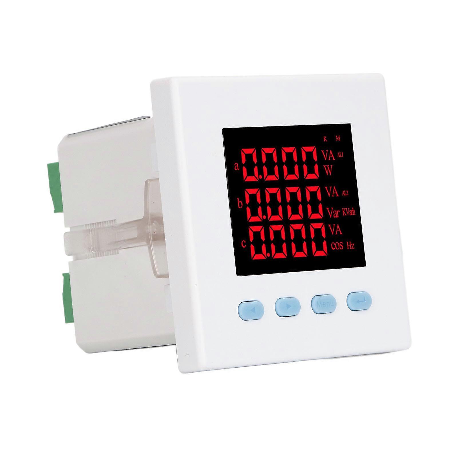 White 3 Phase Multifunctional Power Meter 9600bps High Accuracy LCD ABS Electricity Meter AC220V