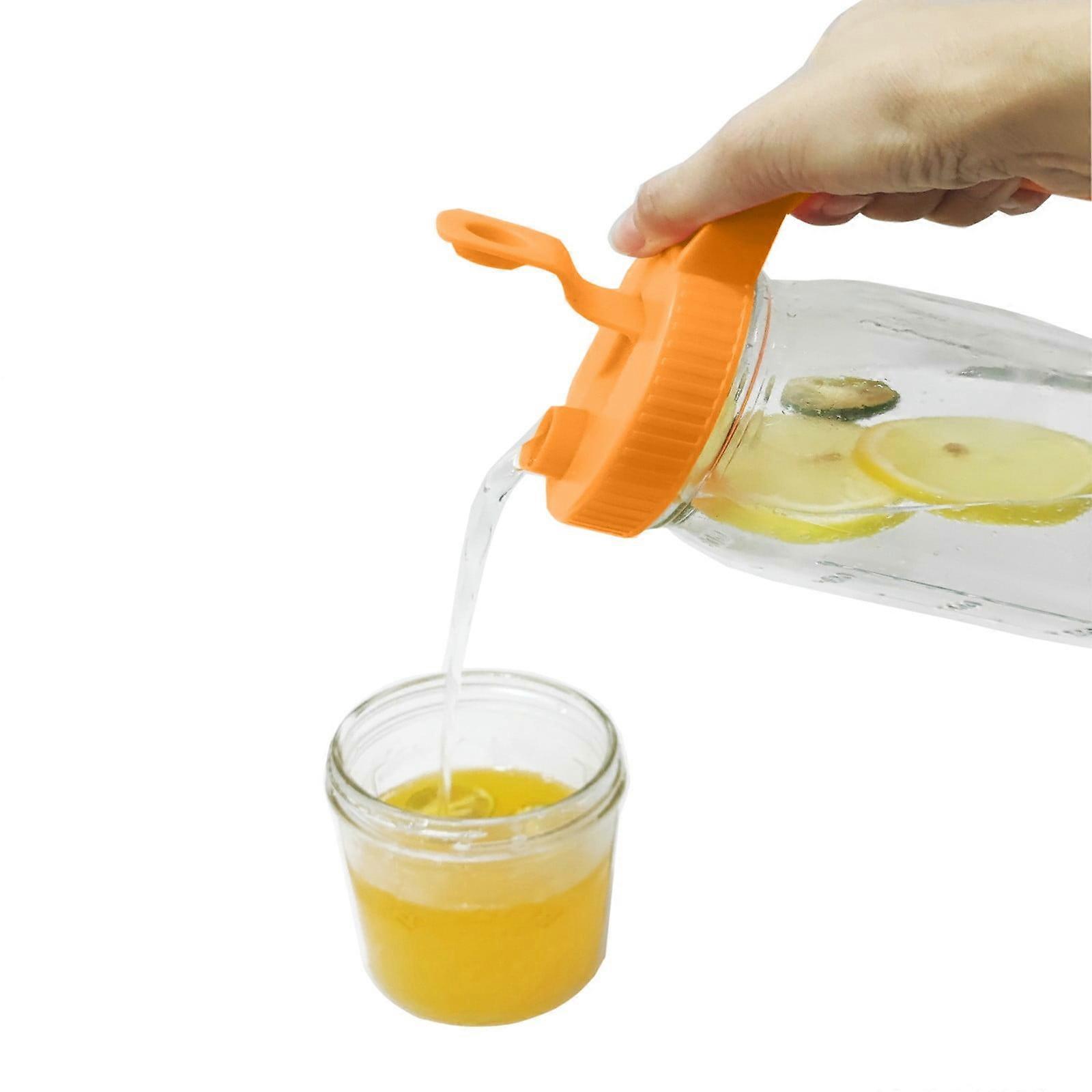 Wide Mouth Mason Jar Pour Spout Lids With Handle Reusable Leak Proof Flip Cap Lids