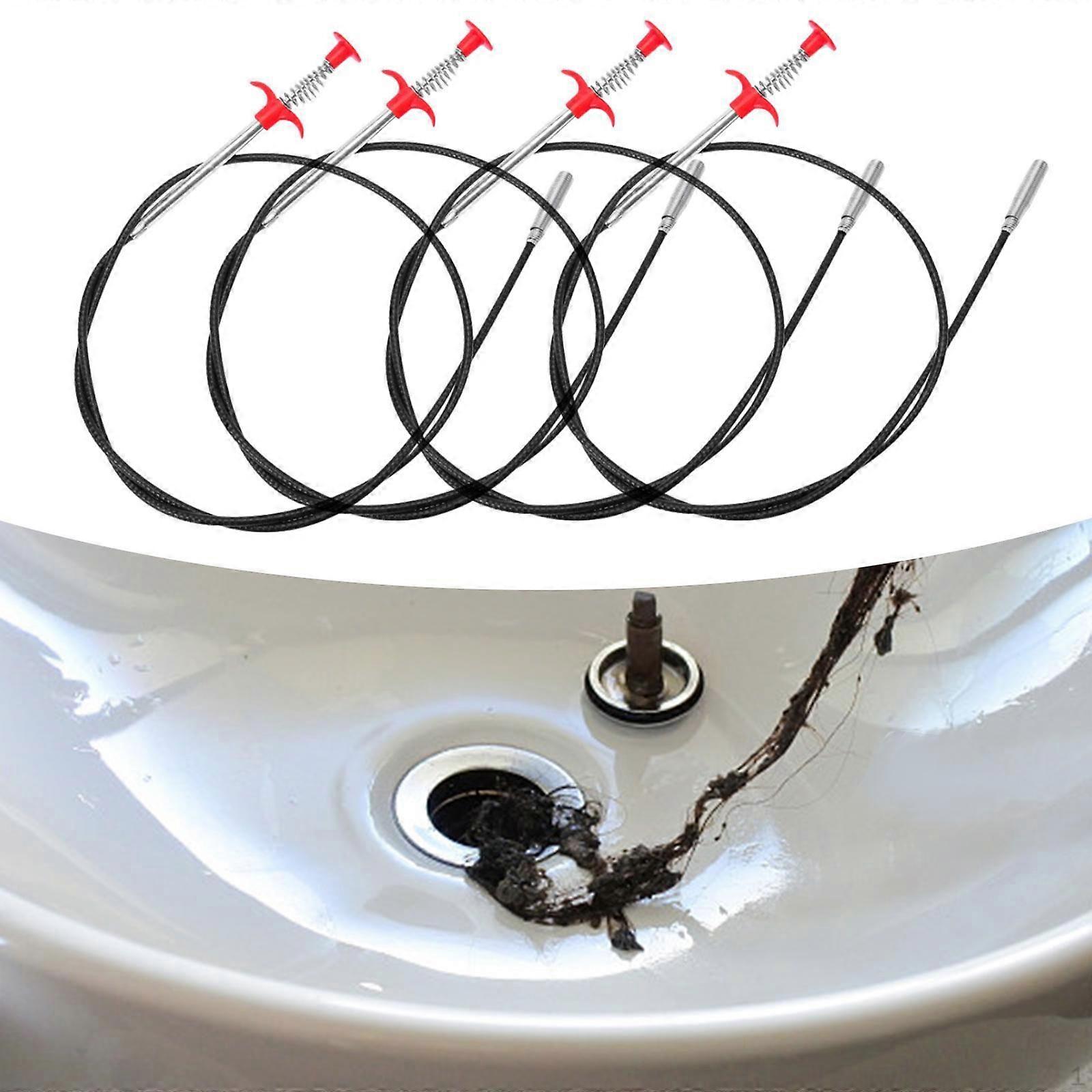 4Pcs Drain Snake,Drain Cleaner,Tub Clogged Gutter Cleaning Tool Clog Remover for Sewer Kitchen